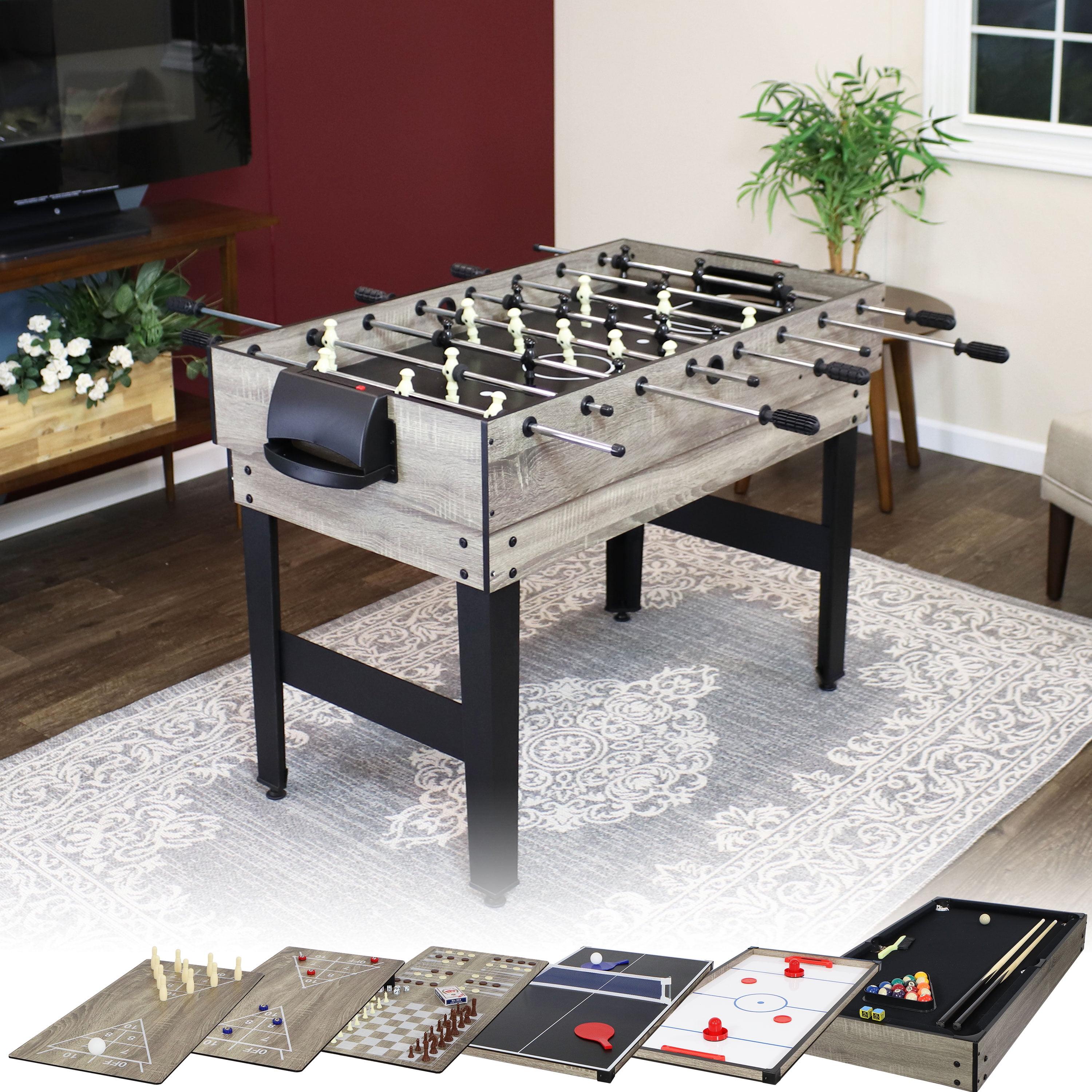 Sunnydaze 10-in-1 Multi-Game Table with Billiards, Foosball, Hockey, Ping Pong, Chess, Checkers, Backgammon, Shuffleboard, Bowling, and Cards - 49.5"