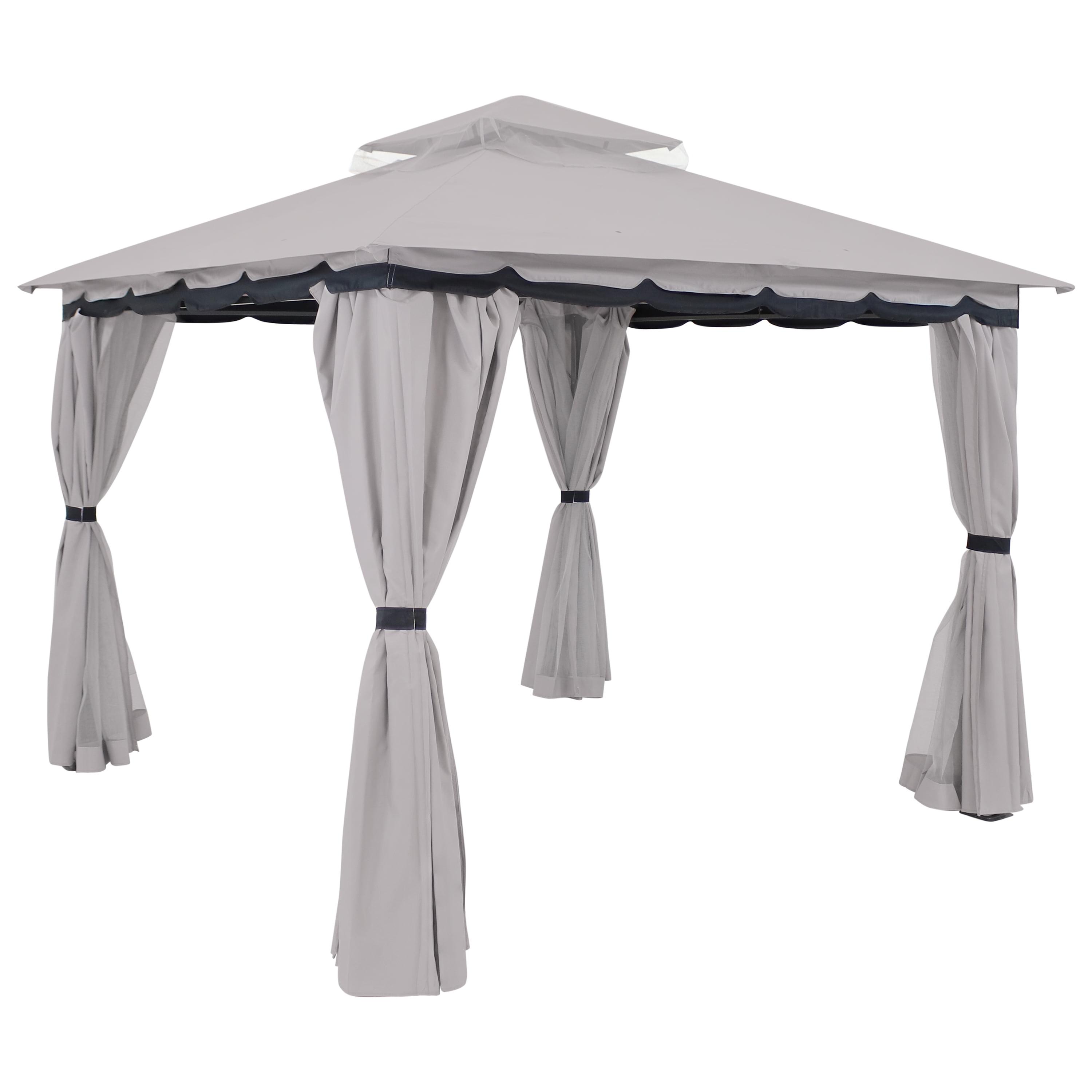 Sunnydaze Soft Top Rectangle Patio Gazebo with Screens and Privacy Walls for Backyard, Garden or Deck