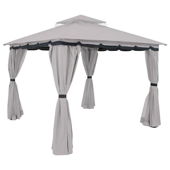 Sunnydaze Soft Top Rectangle Patio Gazebo with Screens and Privacy Walls for Backyard, Garden or Deck - Gray