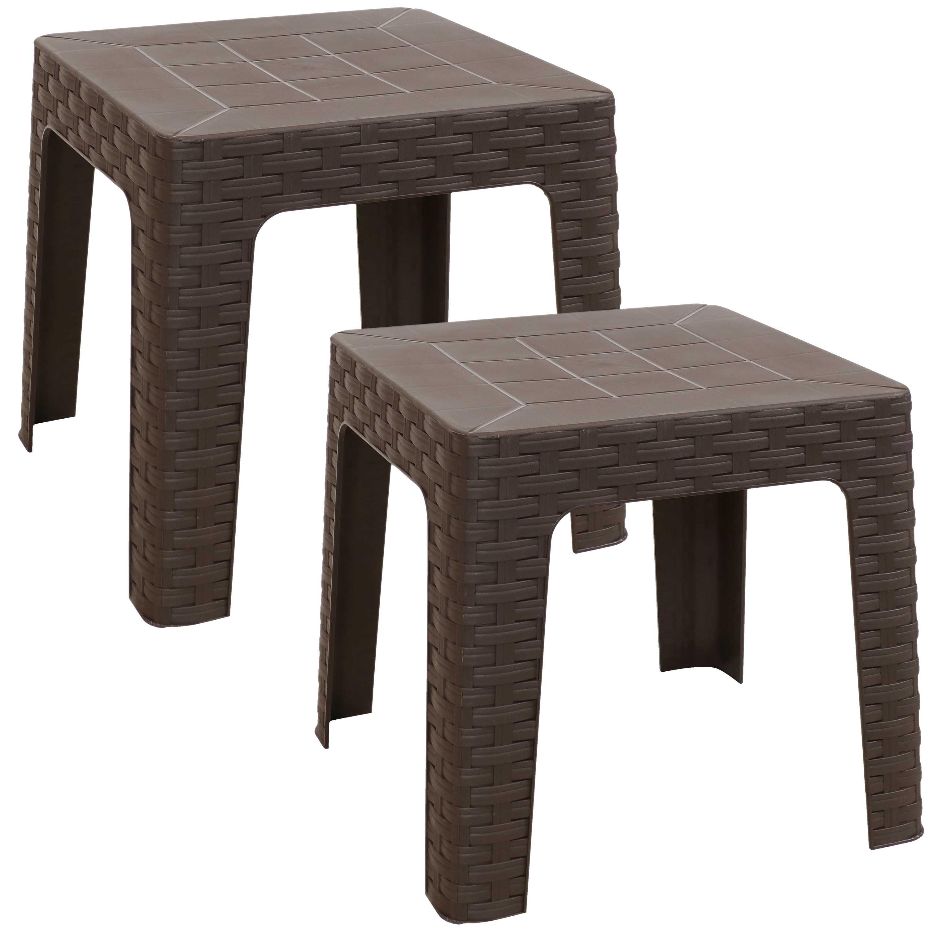 Sunnydaze Square Polypropylene Outdoor Side Table - Brown - 2pk