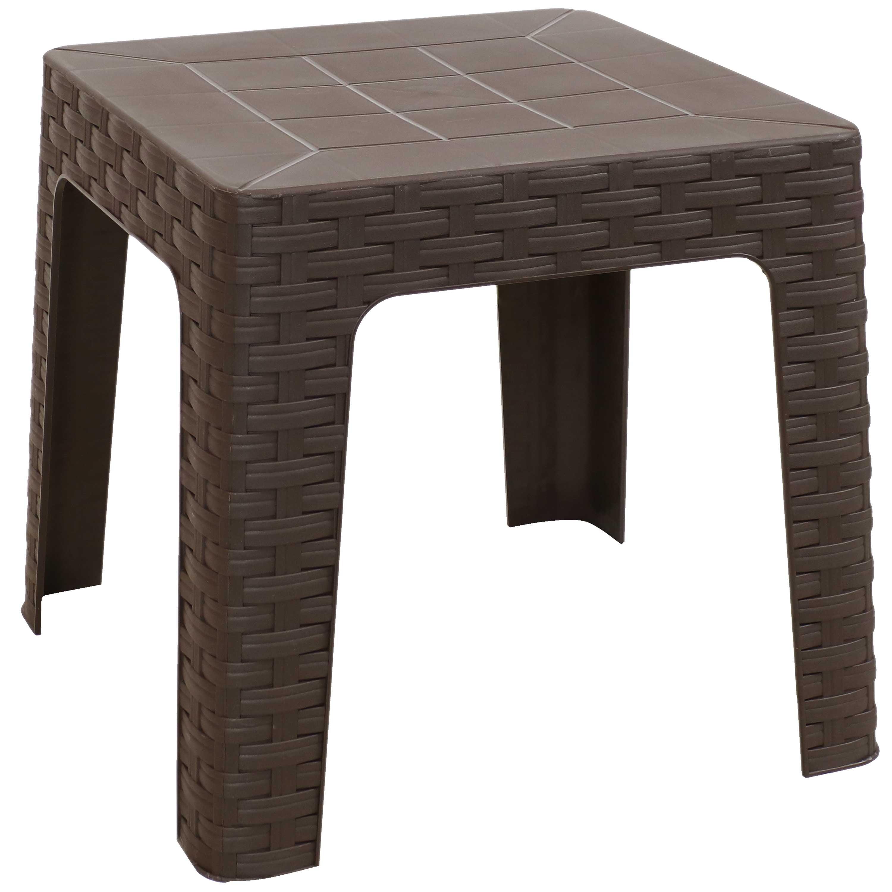 Sunnydaze 18" Square Polypropylene Indoor/Outdoor Patio Side Table, Brown