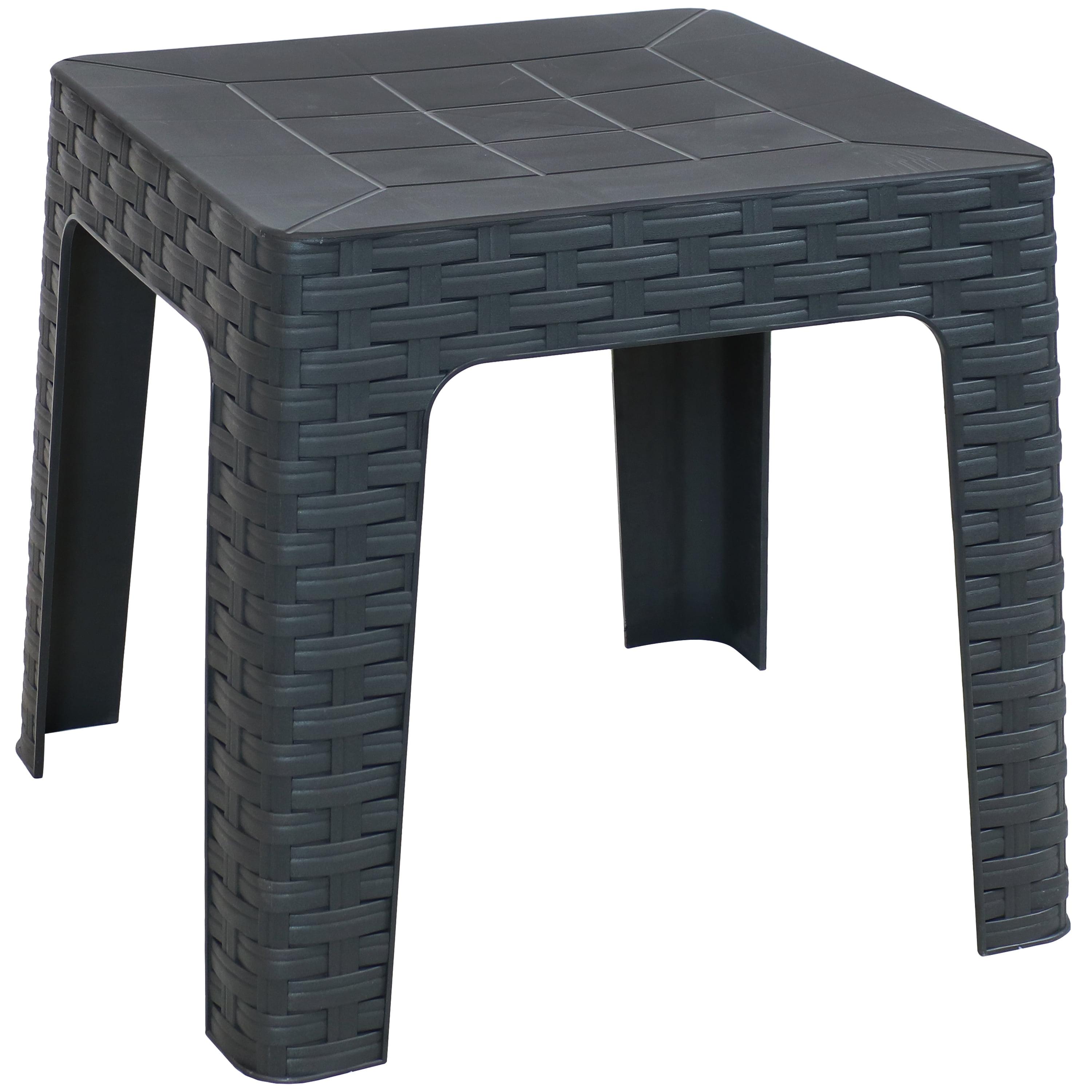 Sunnydaze 18" Square Polypropylene Outdoor Patio Side Table - Gray