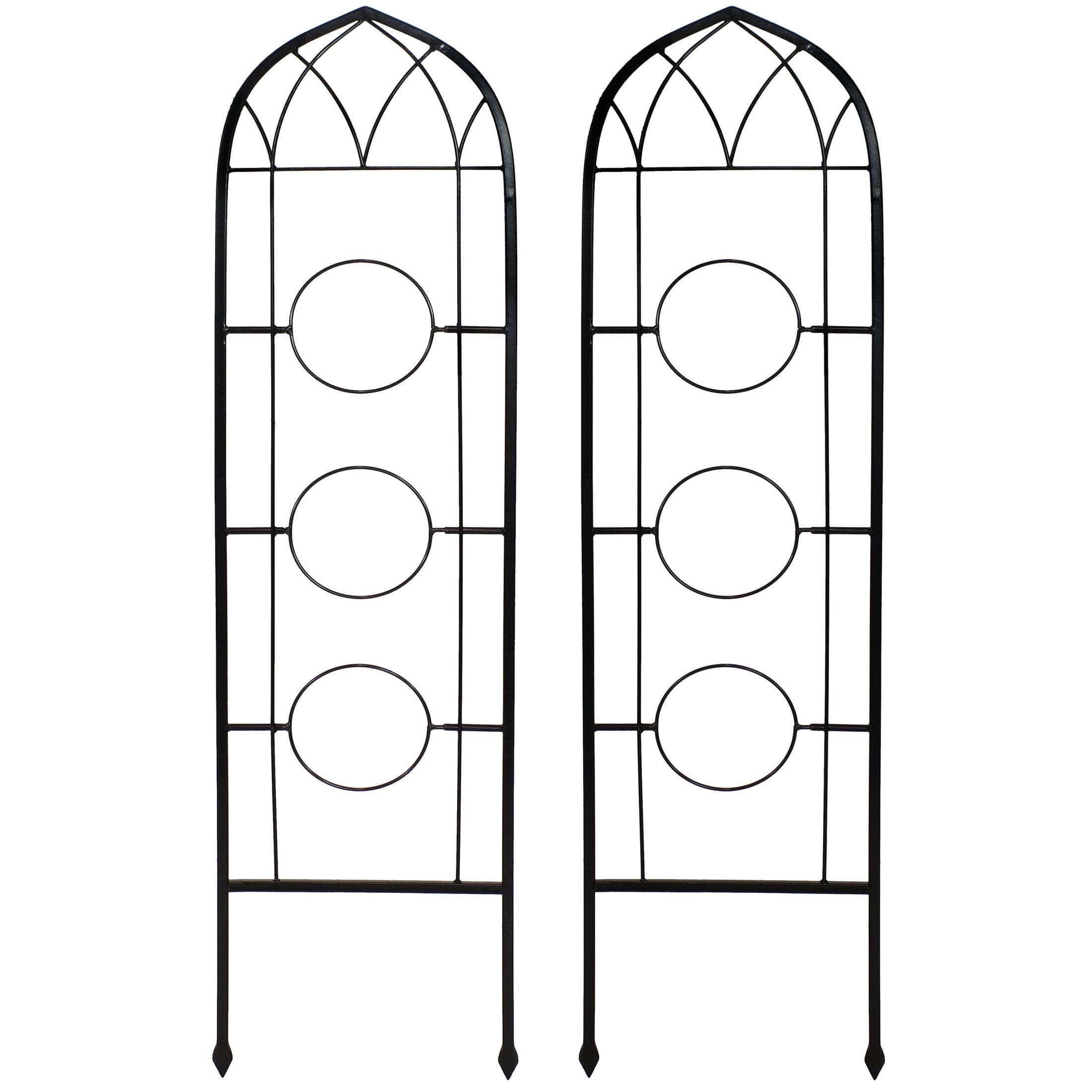 Winston Porter Avonlee Black Steel Arched Garden Trellis for Climbing Plants (Set of 2)