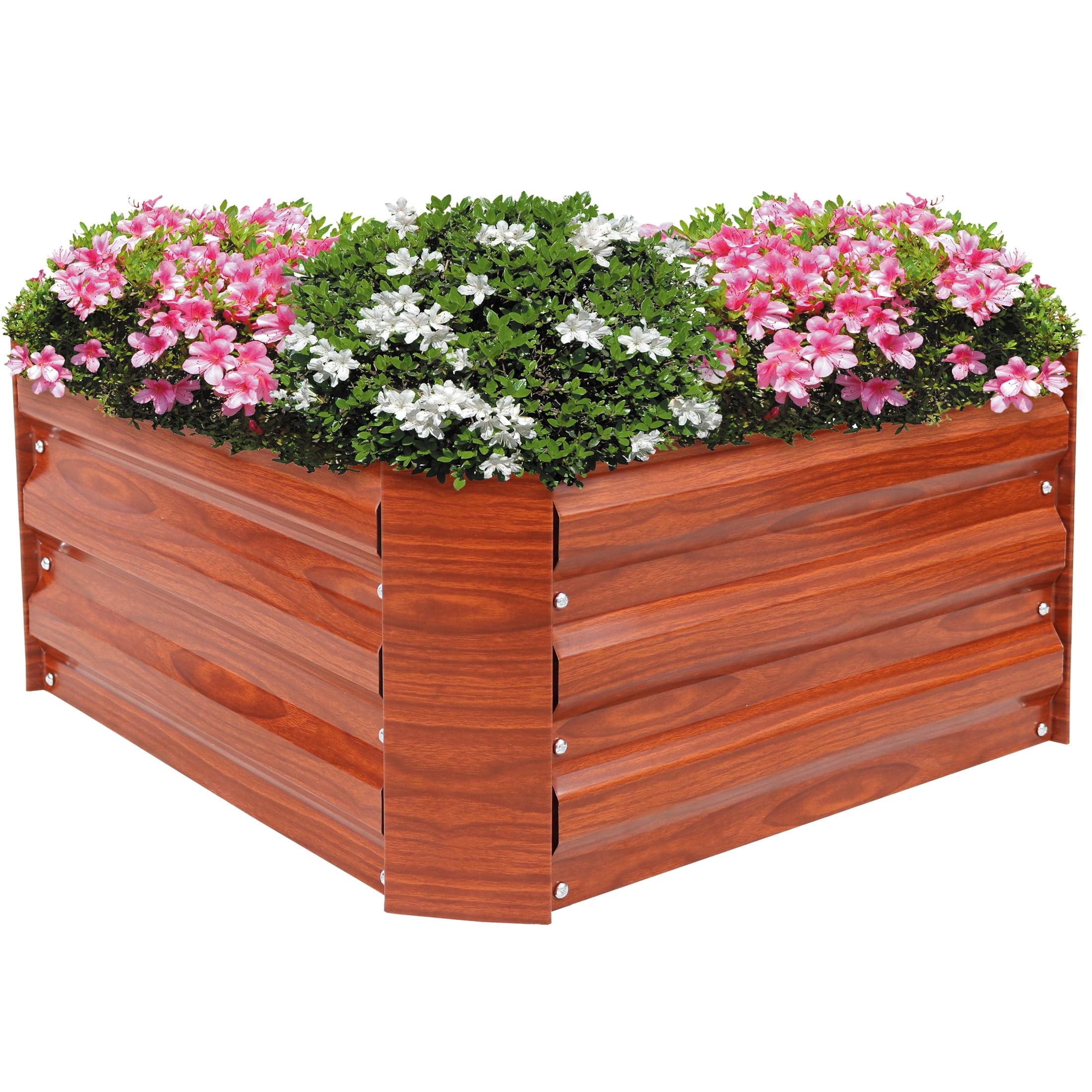 Sunnydaze Raised Hot Dip Galvanized Steel Garden Bed Planter for Plants, Vegetables, and Flowers - 24" Square x 12" Deep - Brown