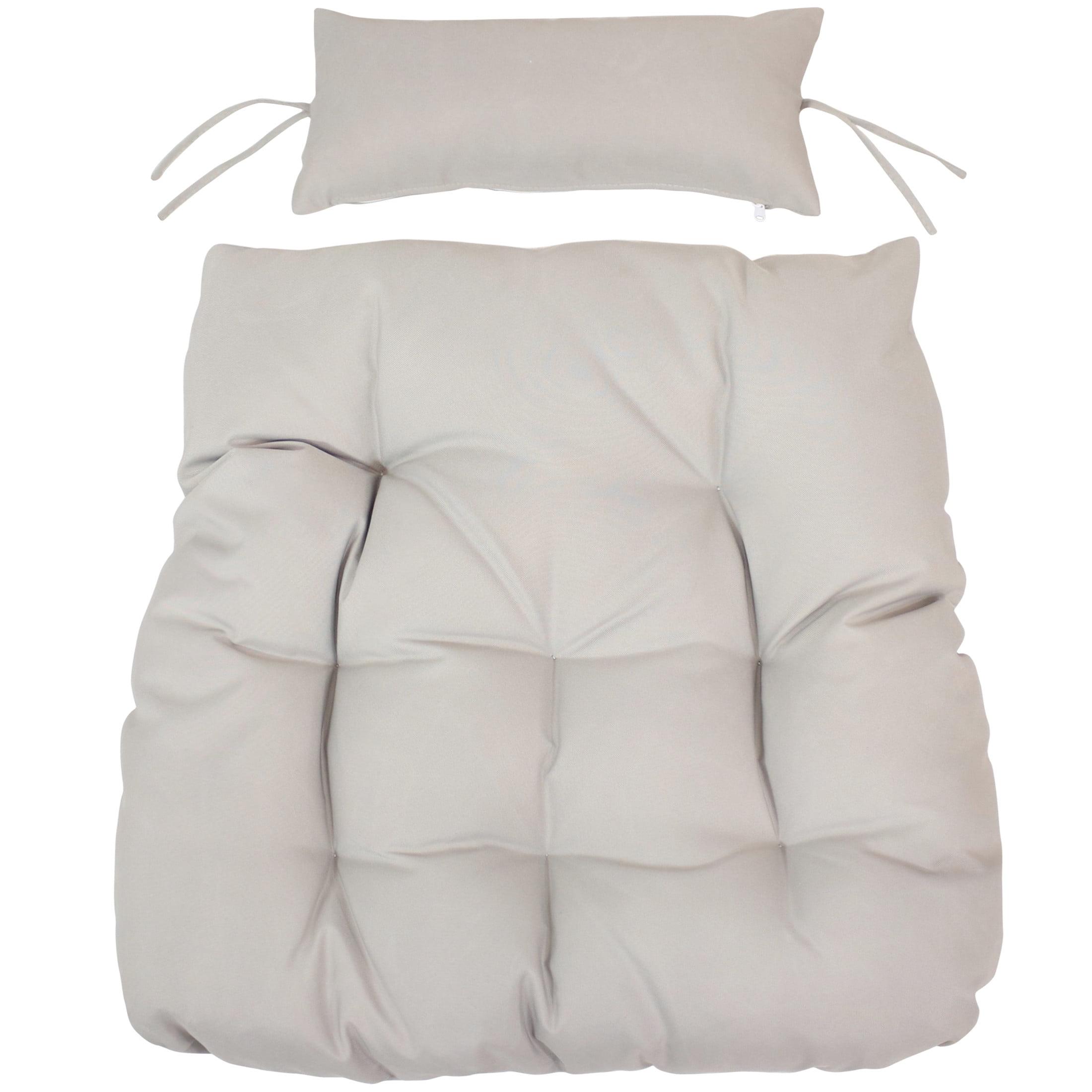 Sunnydaze Outdoor Replacement Headrest and Cushions for Phoebe Hanging Lounge Egg Chair - Gray - 2pc