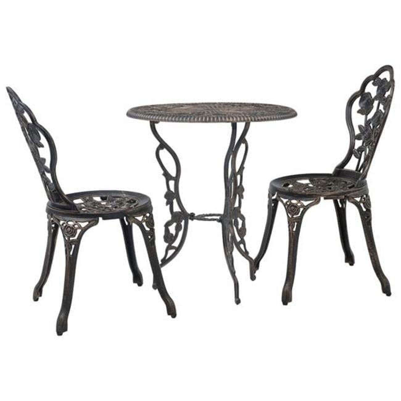 Fleur De Lis Living Patio Bistro Set.Rust-Resistant Cast Alumin...