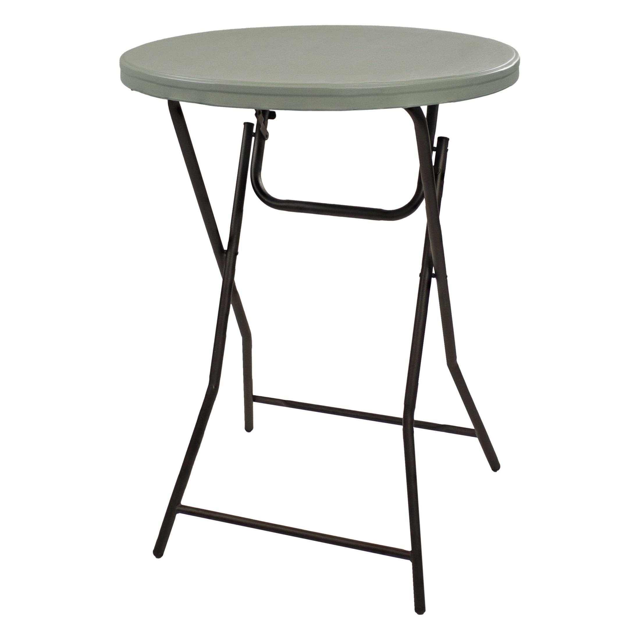 Sunnydaze Outdoor Folding Round Patio Bar-Height Table with Iron Legs and Plastic Top - 31.75" - Gray