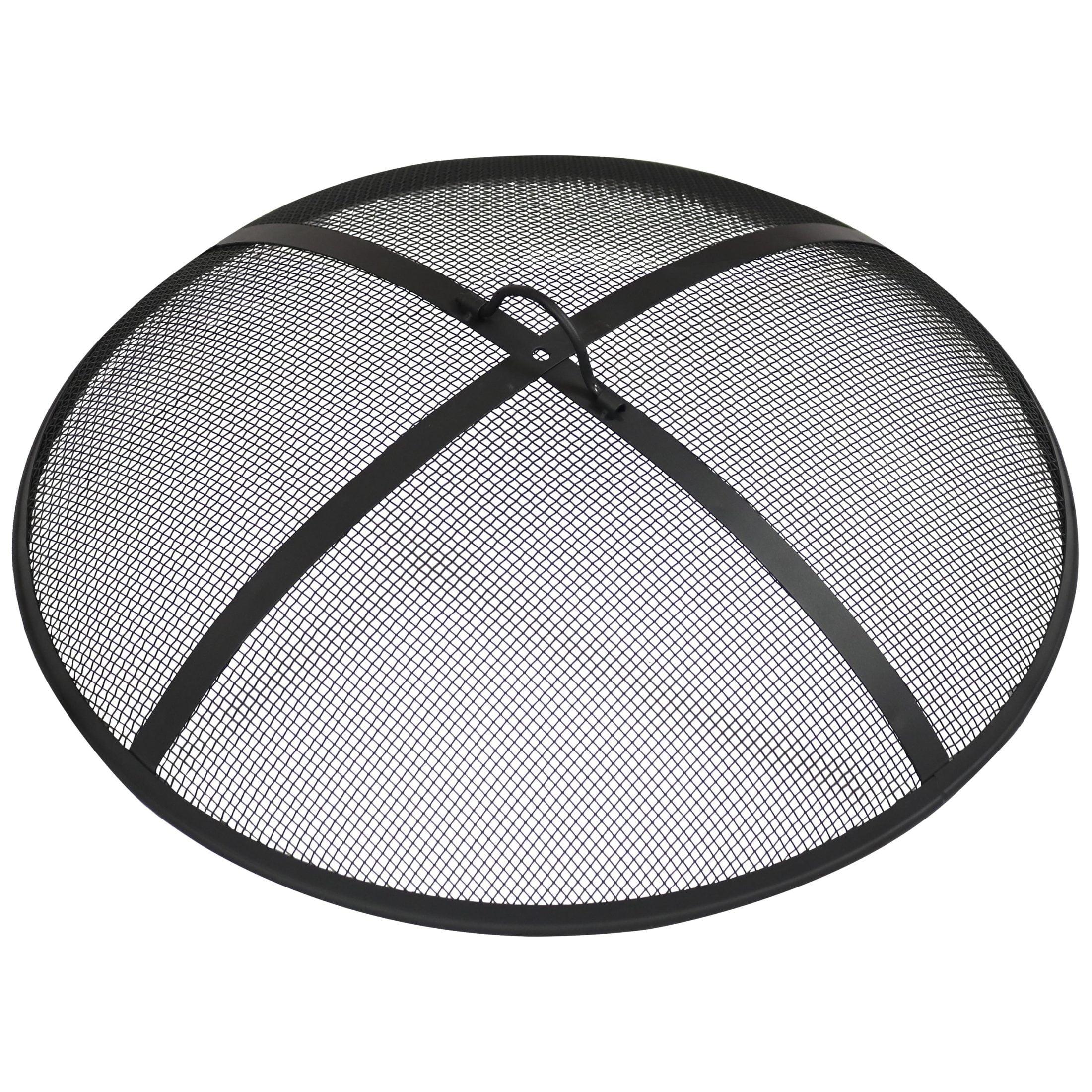 SunnyDaze Decor Heavy-Duty Round Steel Mesh Fire Pit Spark Screen with Handle