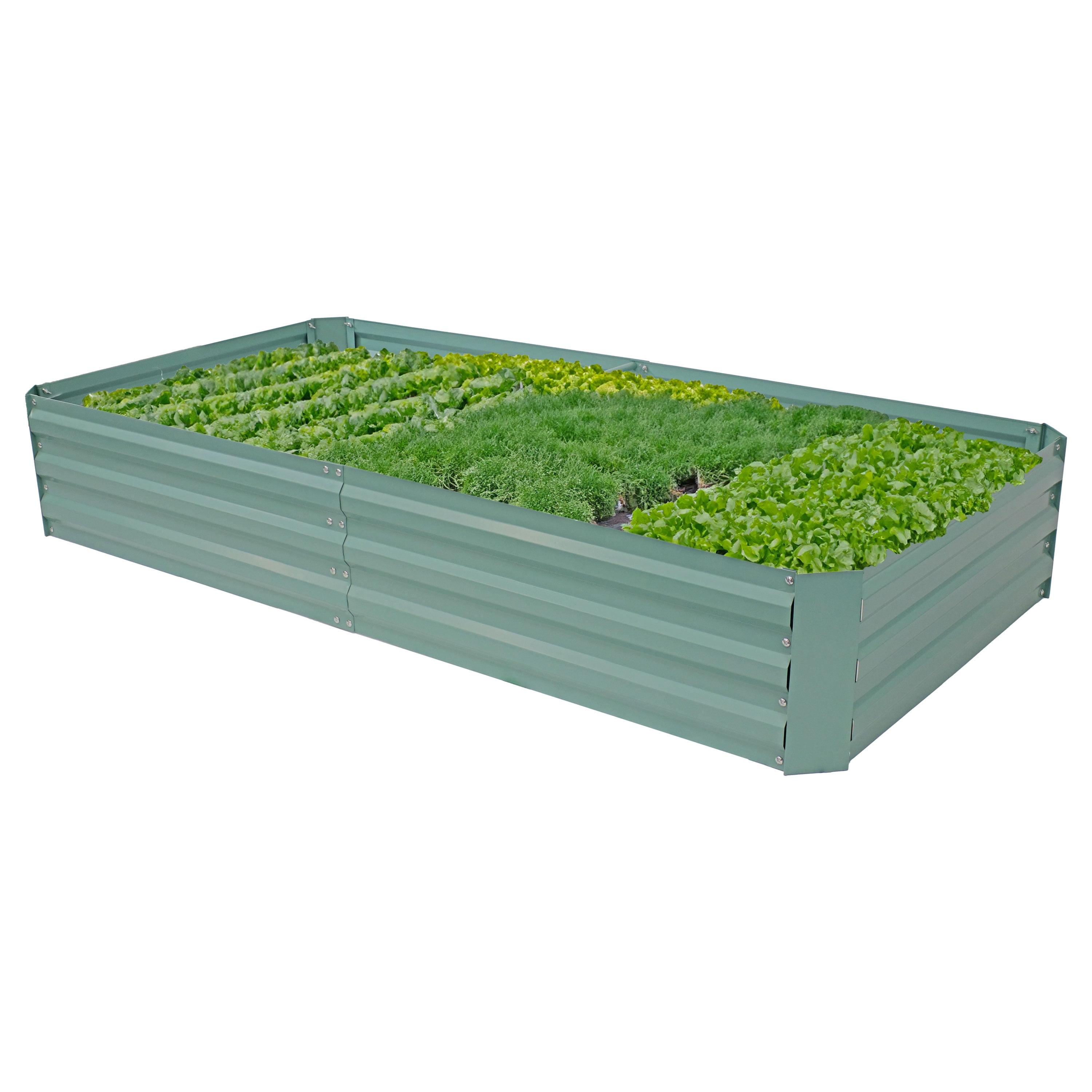 Sunnydaze Galvanized Steel Rectangle Raised Garden Bed - 4' x 8' - Green