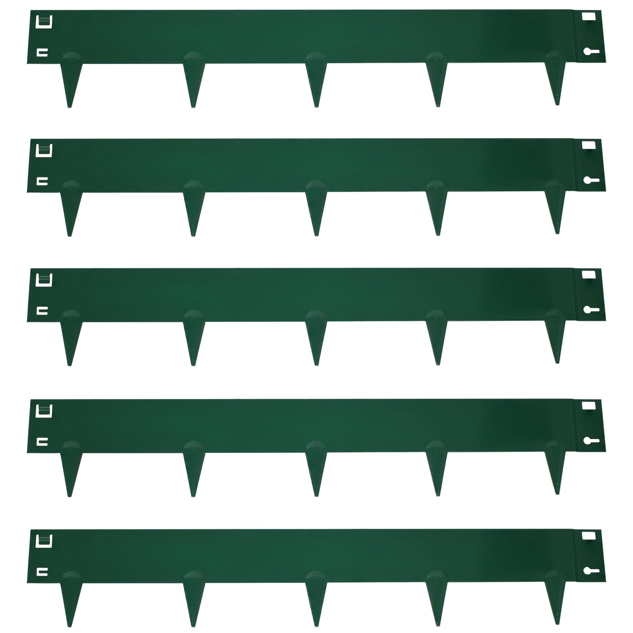Sunnydaze Outdoor Lawn and Garden Heavy-Duty Steel Metal Flexible Landscape Edging Borders - 16' - Green - 5pk
