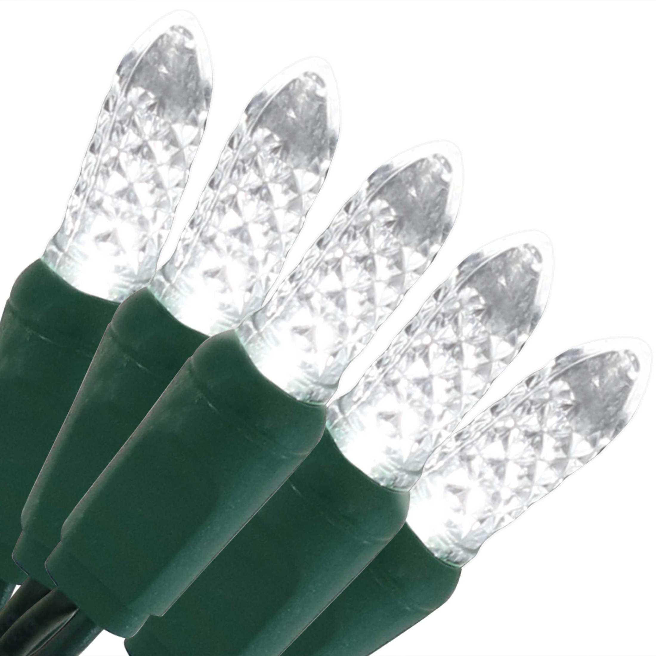 Sunnydaze Electric Plug-In 70ct LED Indoor/Outdoor String Lights Faceted M6 White - 21' Green Wire