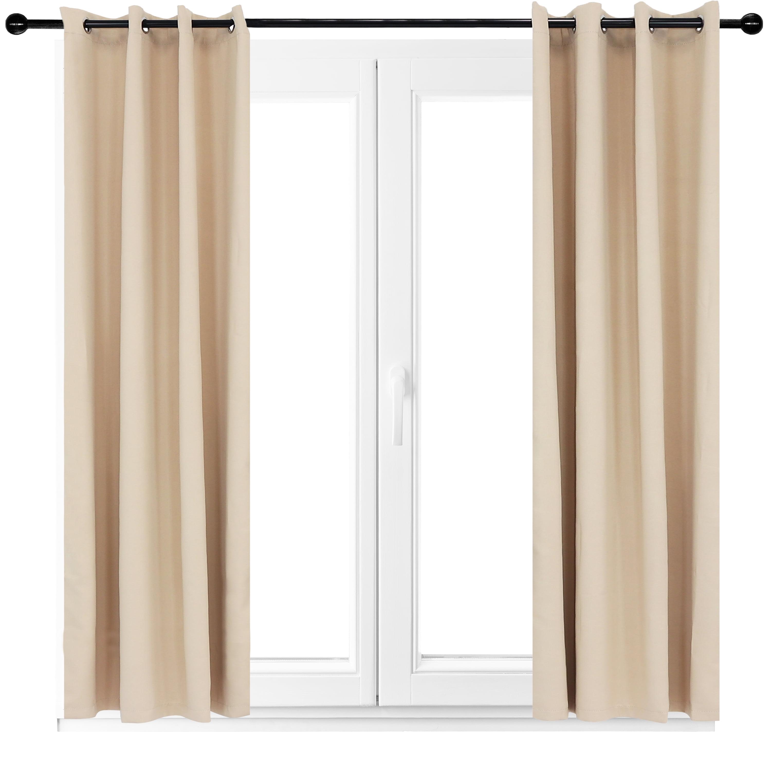 Beige Polyester Blackout Grommet Window Panel Set