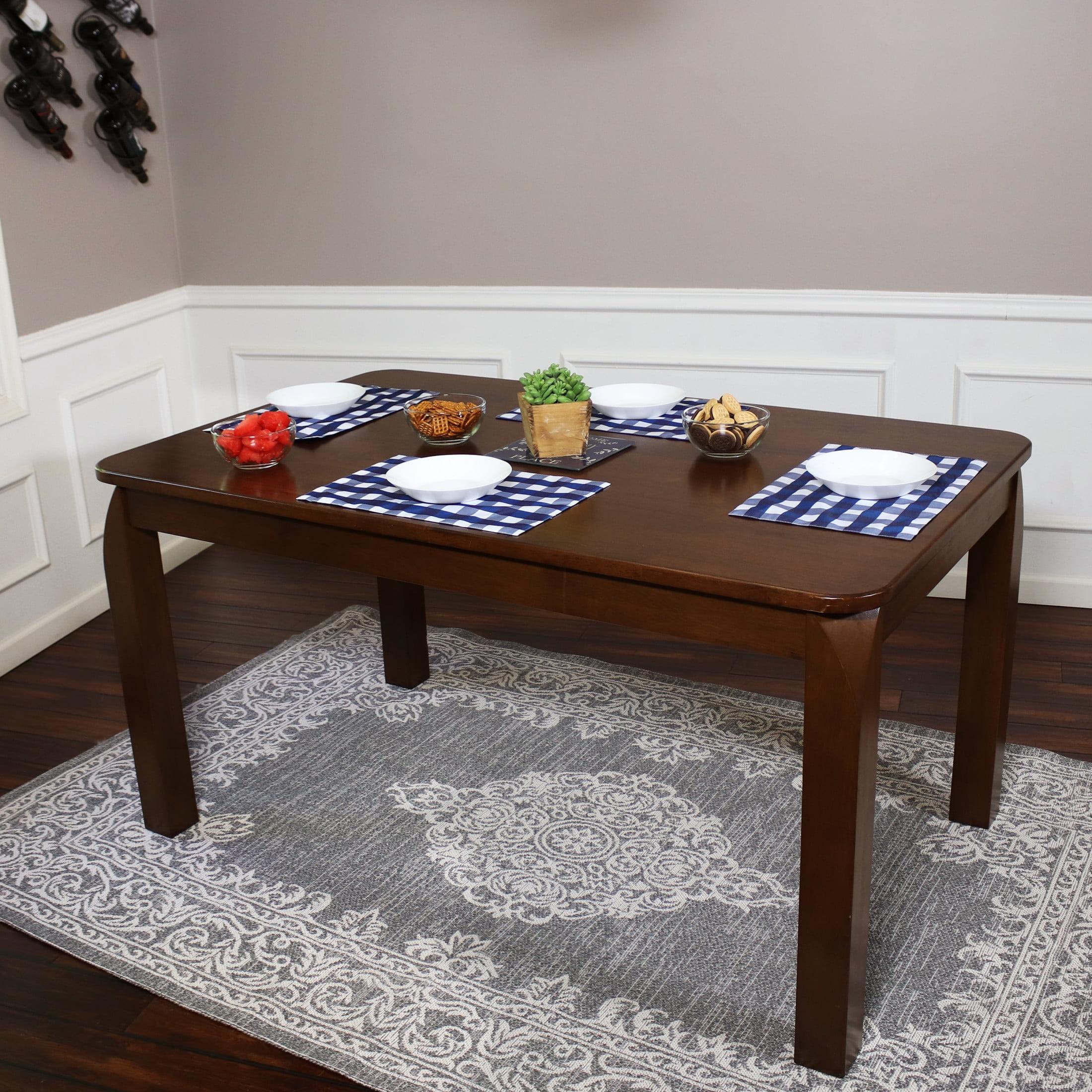 Sunnydaze Indoor 5-Foot Solid Rubberwood Rectangular Dining Table - Dark Walnut