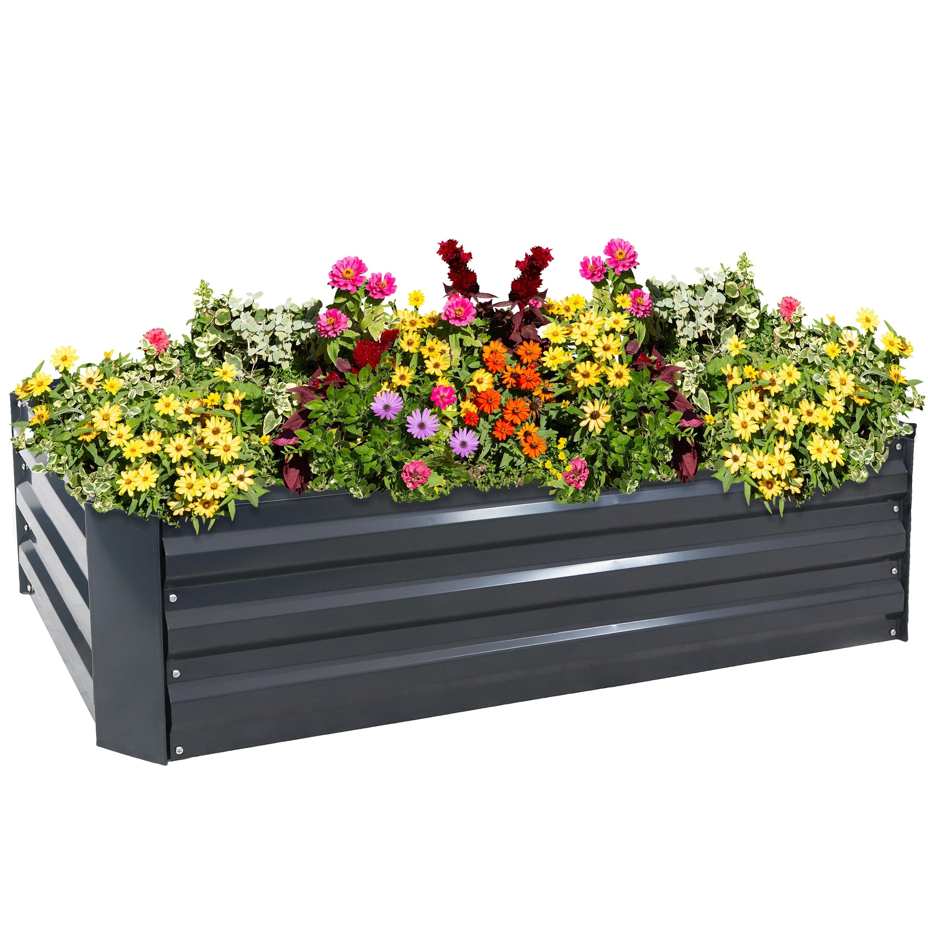 Rust-Resistant Dark Gray Galvanized Steel 48" Raised Garden Bed