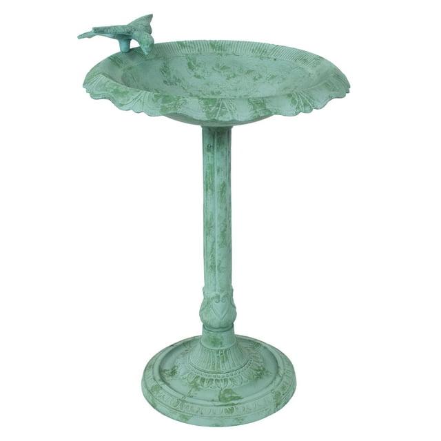 SunnyDaze Decor Garden Visitor Freestanding Cast Aluminum Outdoor Bird Bath