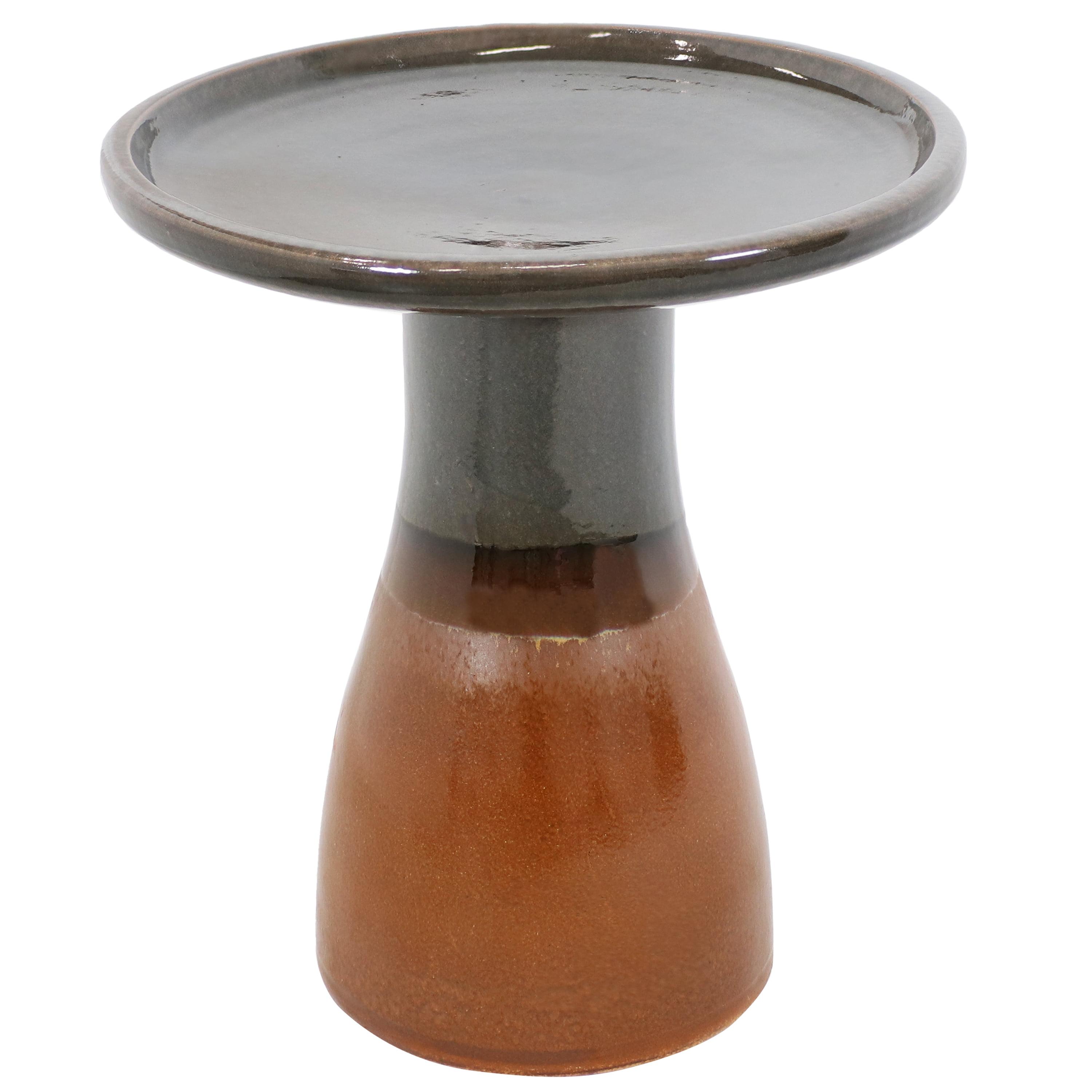 Sunnydaze Outdoor Weather-Resistant Garden Patio Simply Elegant High-Fired Smooth Ceramic Hand-Painted Bird Bath