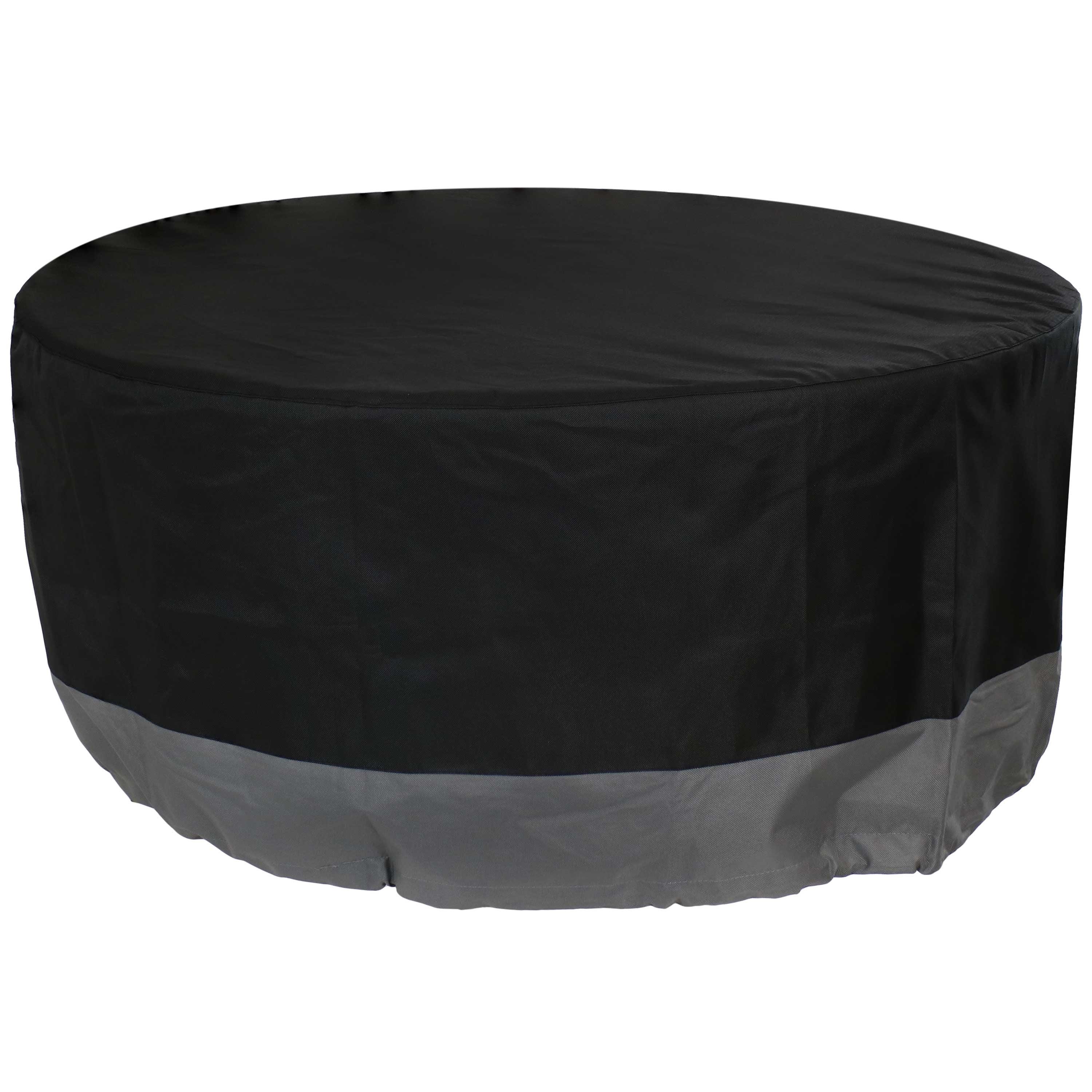 Sunnydaze Outdoor Heavy-Duty Weather-Resistant 300D Polyester Round Fire Pit Cover - 30" x 12" - Black and Gray