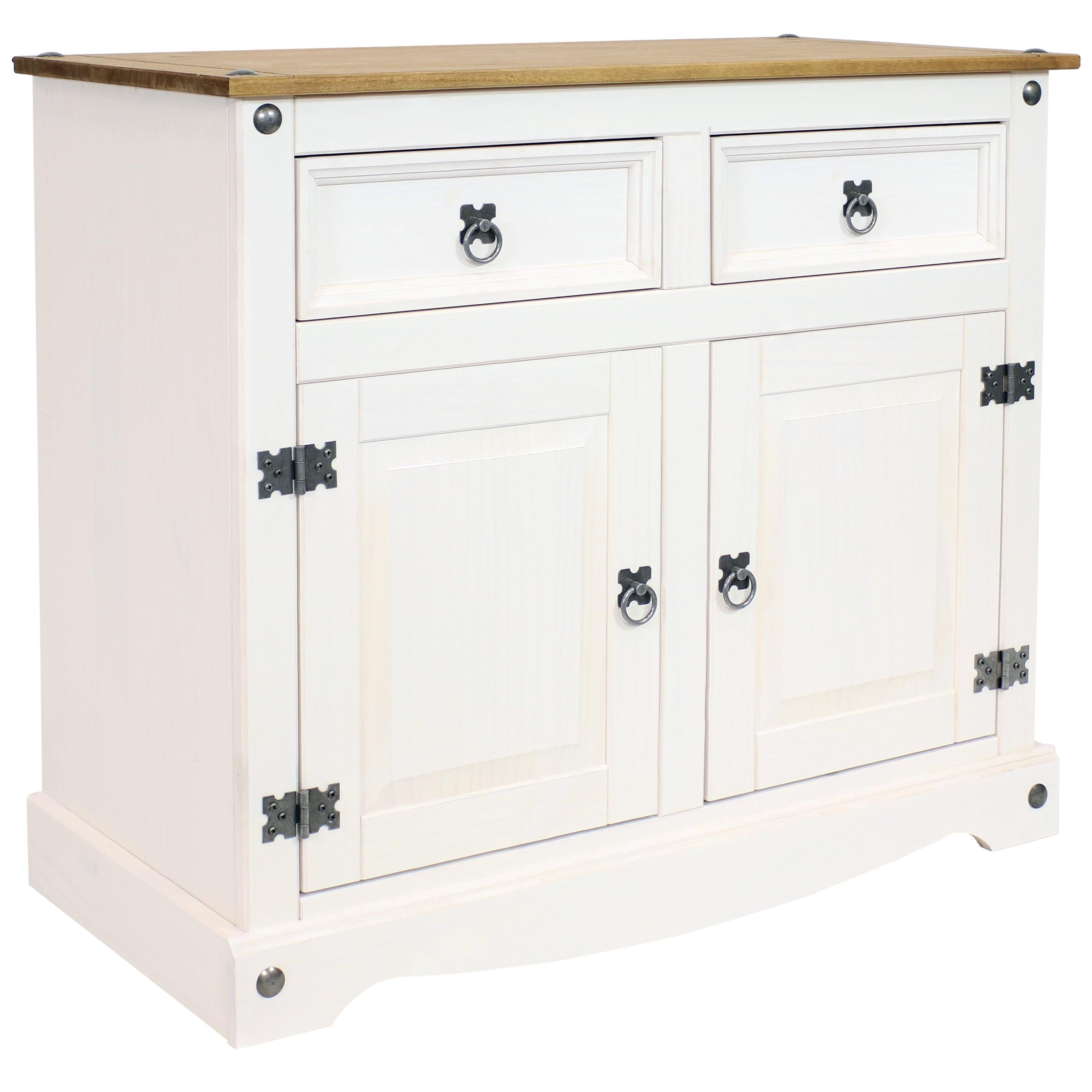 Sunnydaze White Pine Sideboard Cabinet with 2 Drawers and 2 Doors