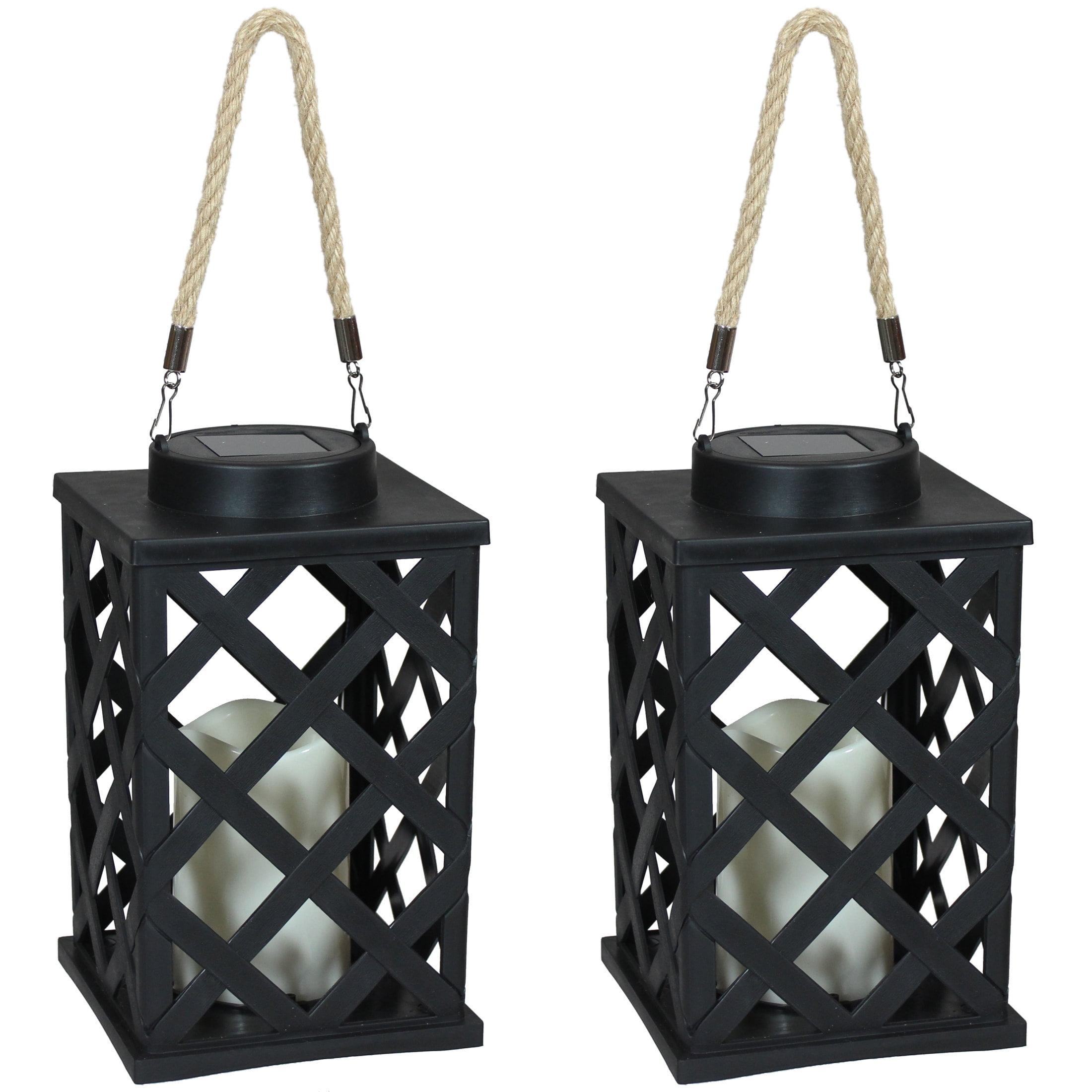 Longshore Tides Grau 9.25'' Solar Powered Integrated LED Outdoor Lantern (Set of 2)