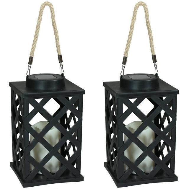 Longshore Tides Grau 9.25'' Solar Powered Integrated LED Outdoor Lantern (Set of 2)