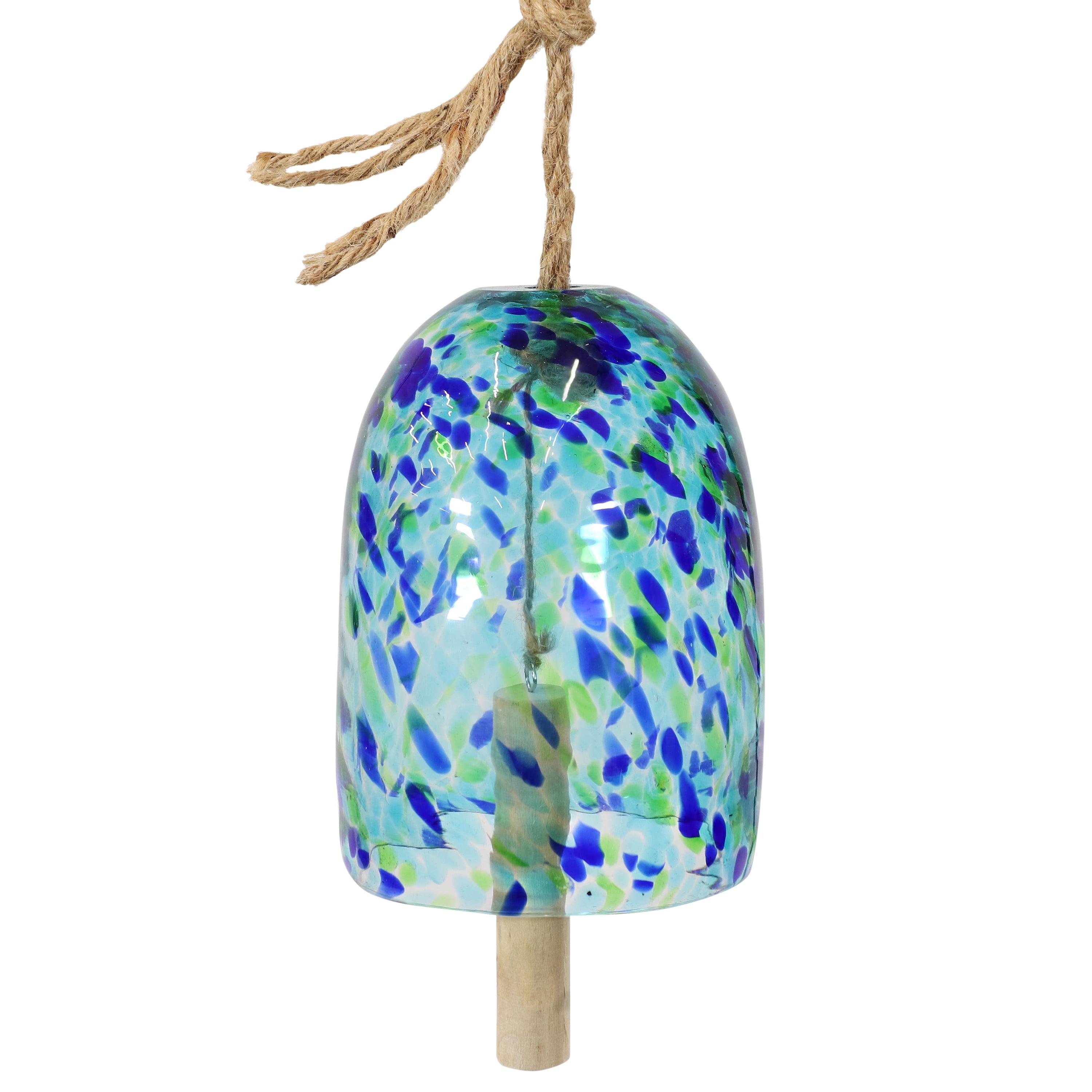 Blue and Green Speckled Glass Wind Chime Bell