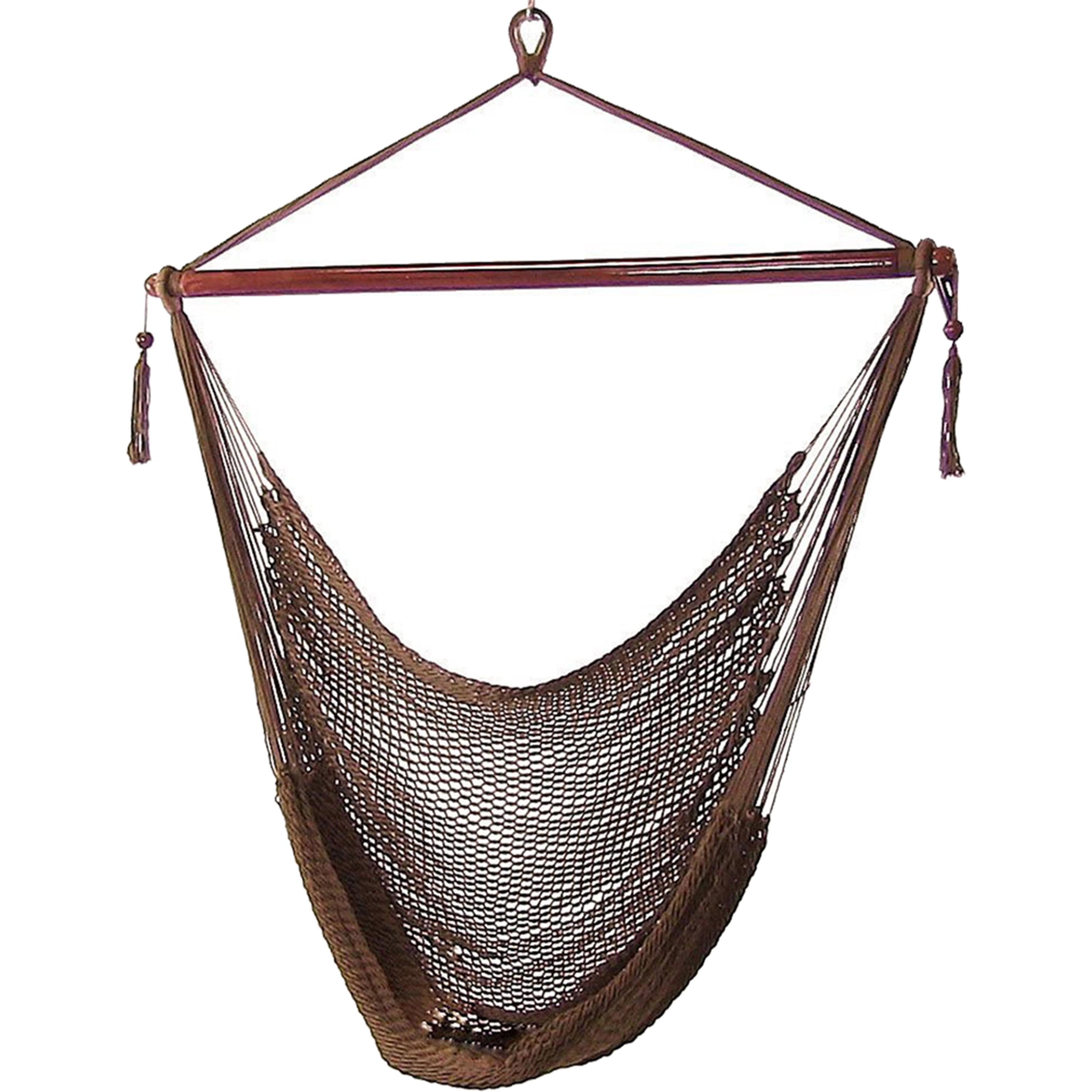 Sunnydaze Caribbean Style Extra Large Hanging Rope Hammock Chair Swing for Backyard and Patio - Mocha