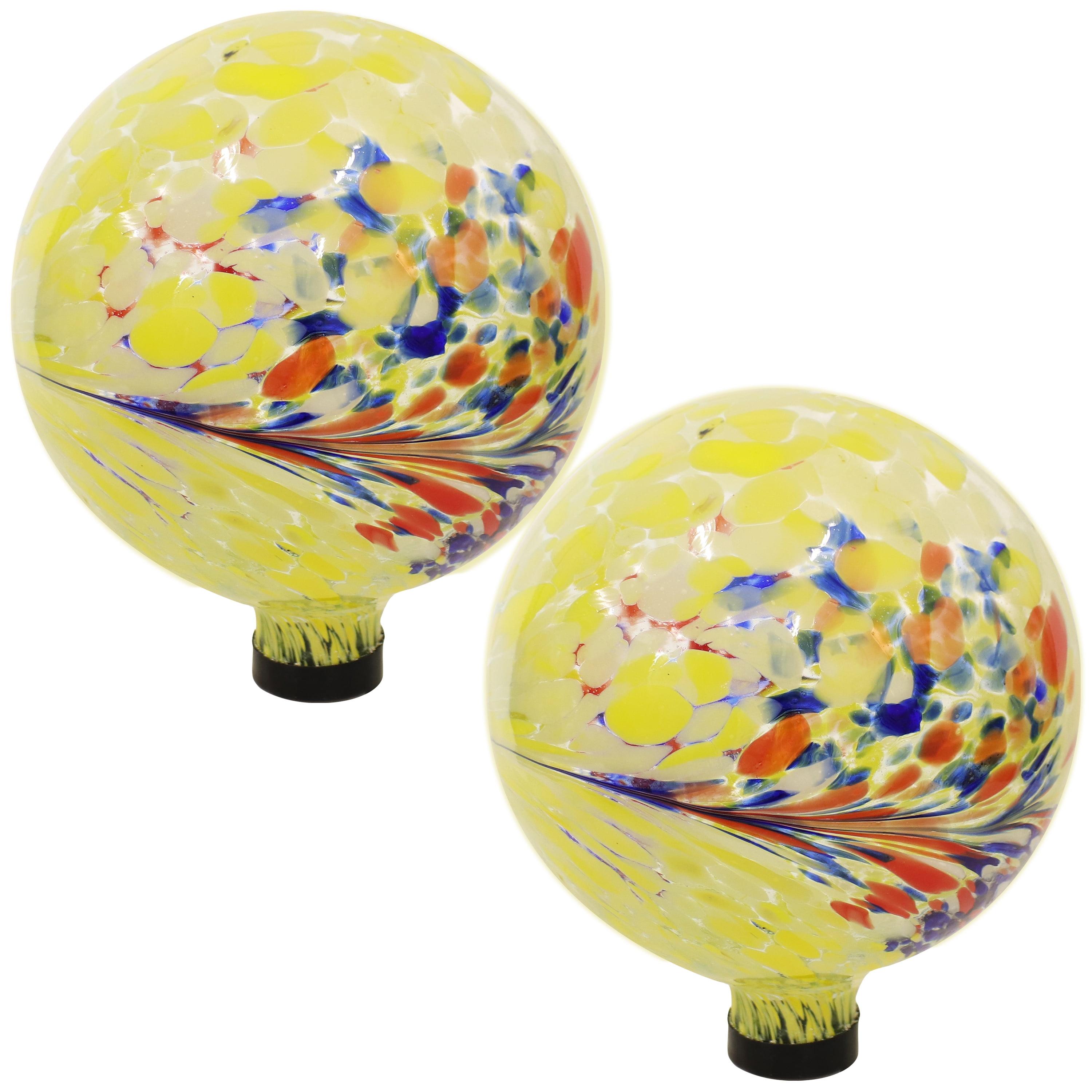 Bright Summer Burst Yellow and Red Glass Gazing Globe Set