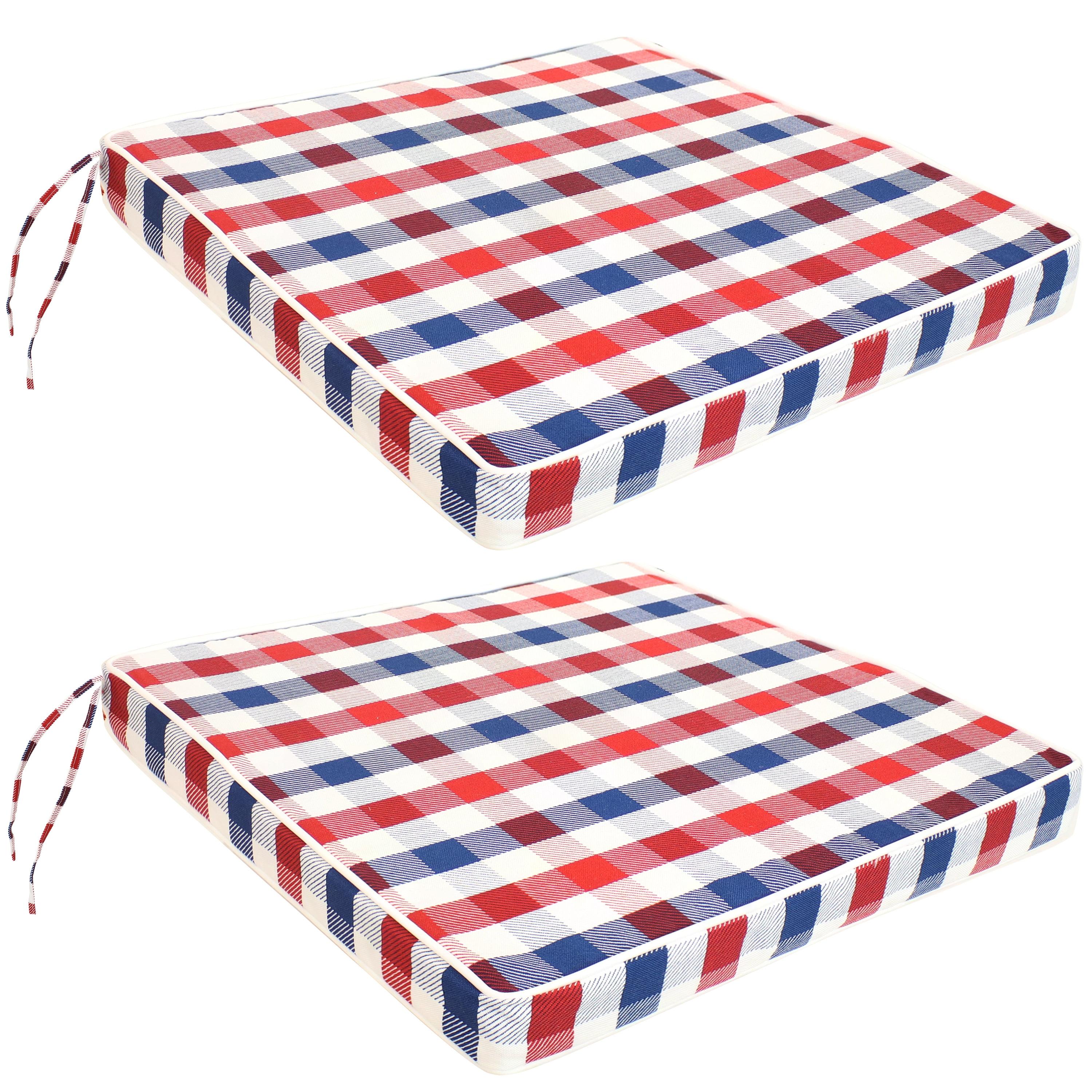 Sunnydaze Square Indoor/Outdoor Seat Cushions with Ties - 17" Square x 2" Thick - Americano - 2-Pack