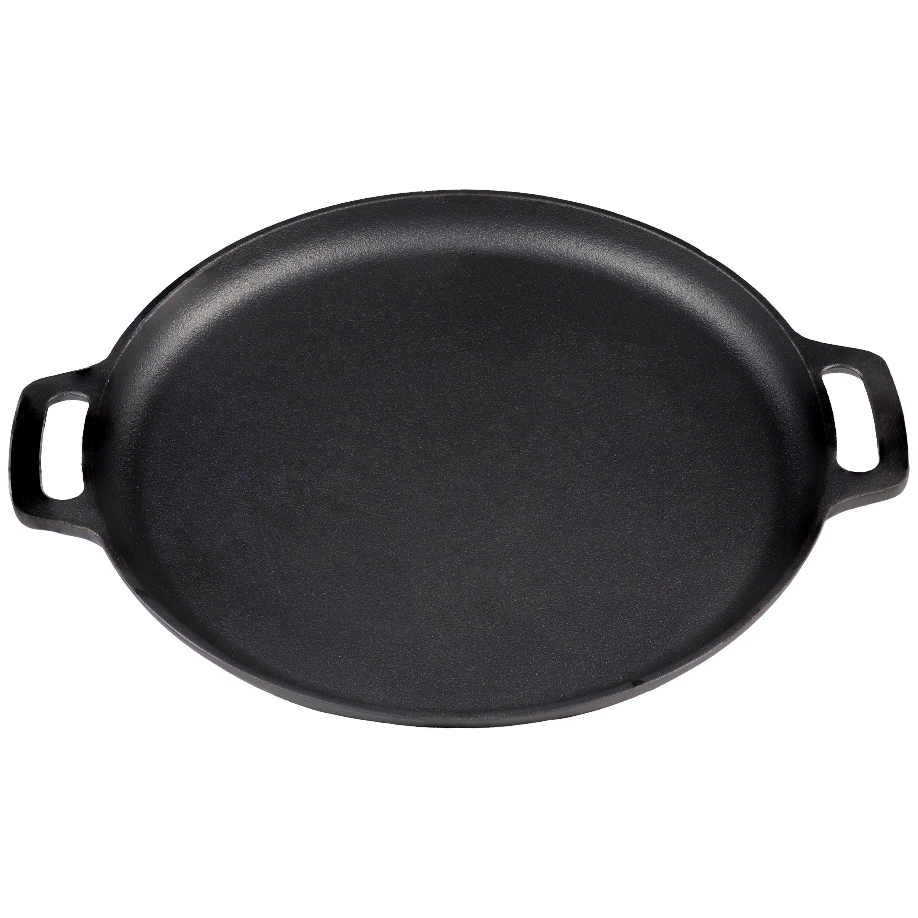 Sunnydaze 13.75" Cast Iron Pizza Pan with Handles