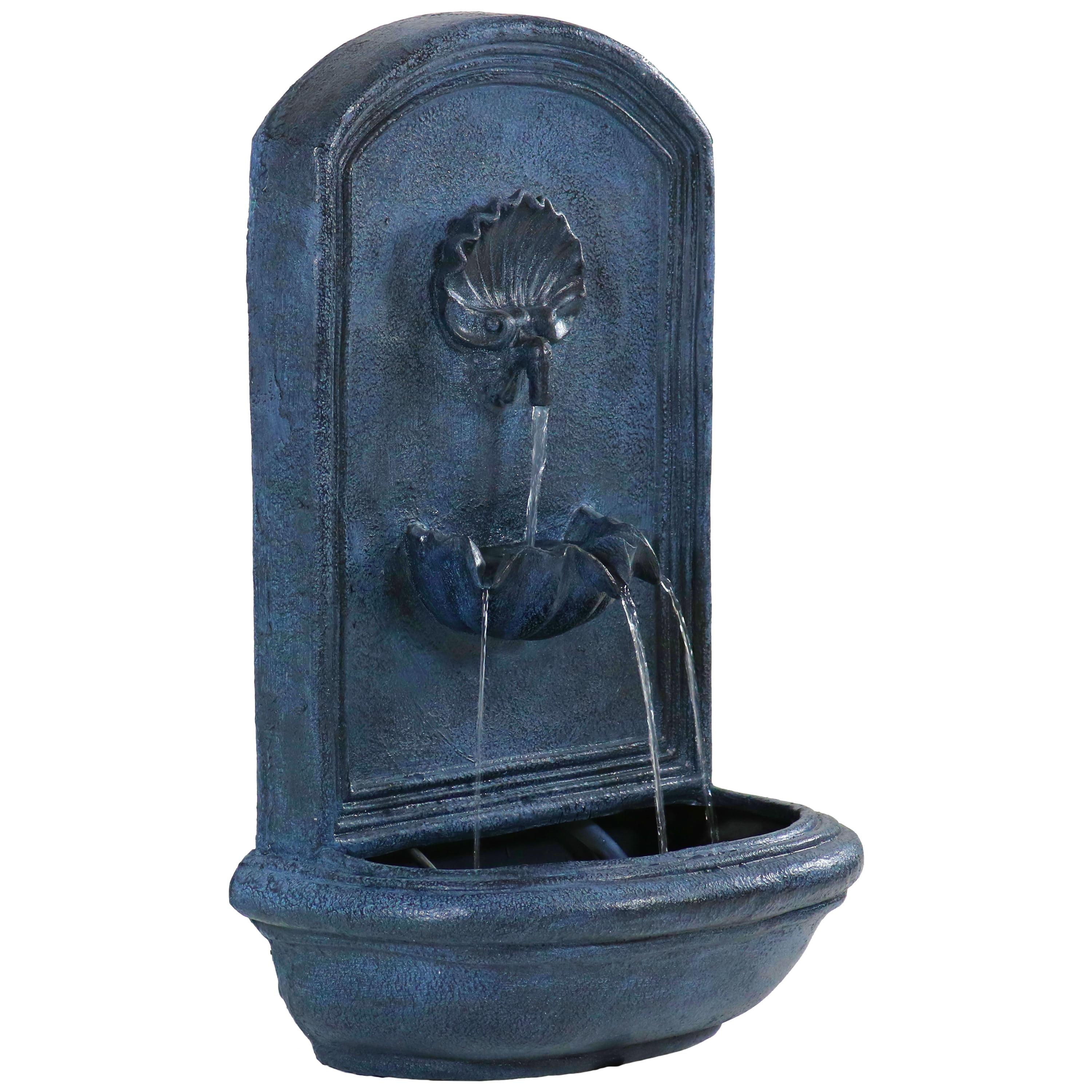 Sunnydaze 27"H Electric Polystone Seaside Outdoor Wall-Mount Water Fountain