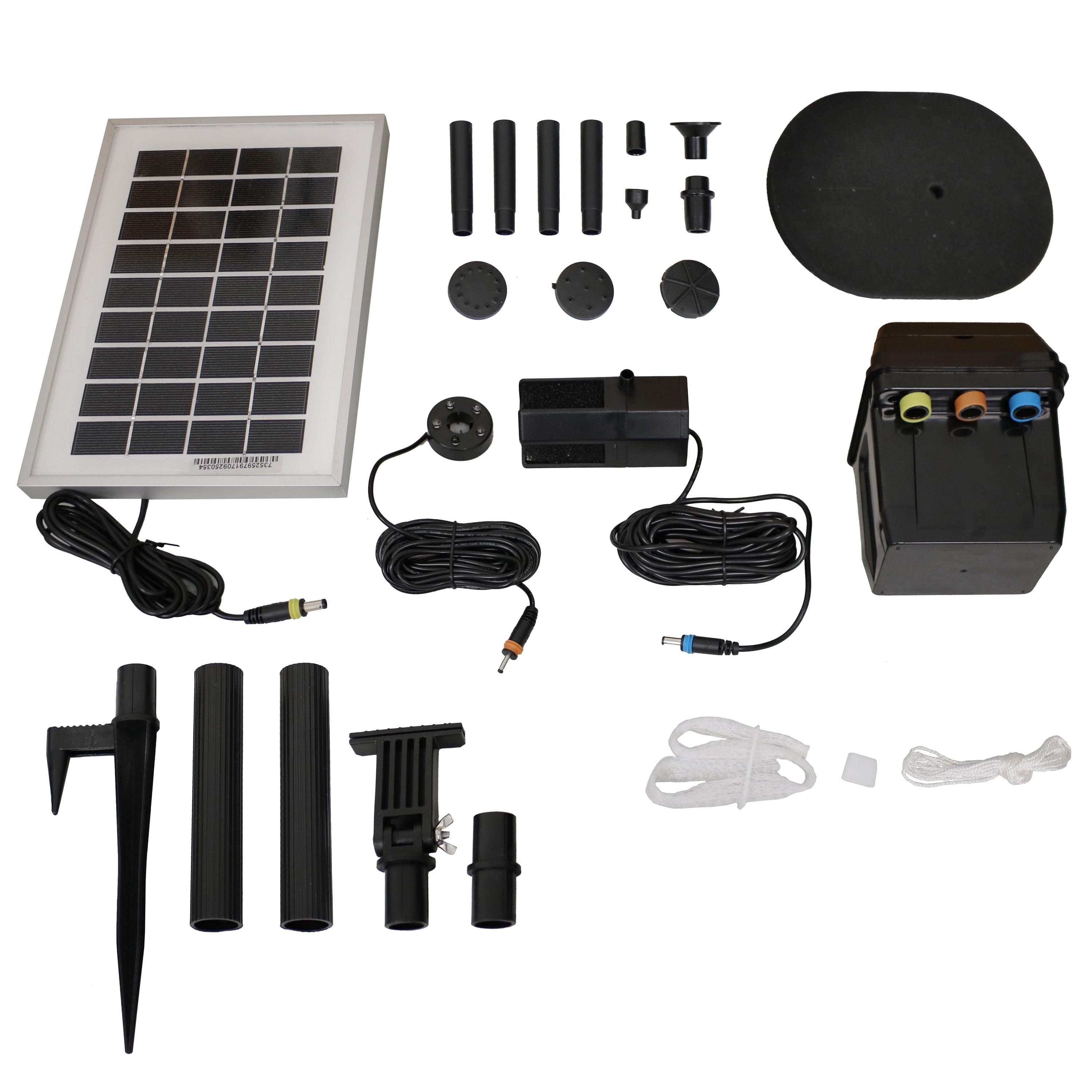 Solar Powered Black LED Pond Pump Kit with Battery