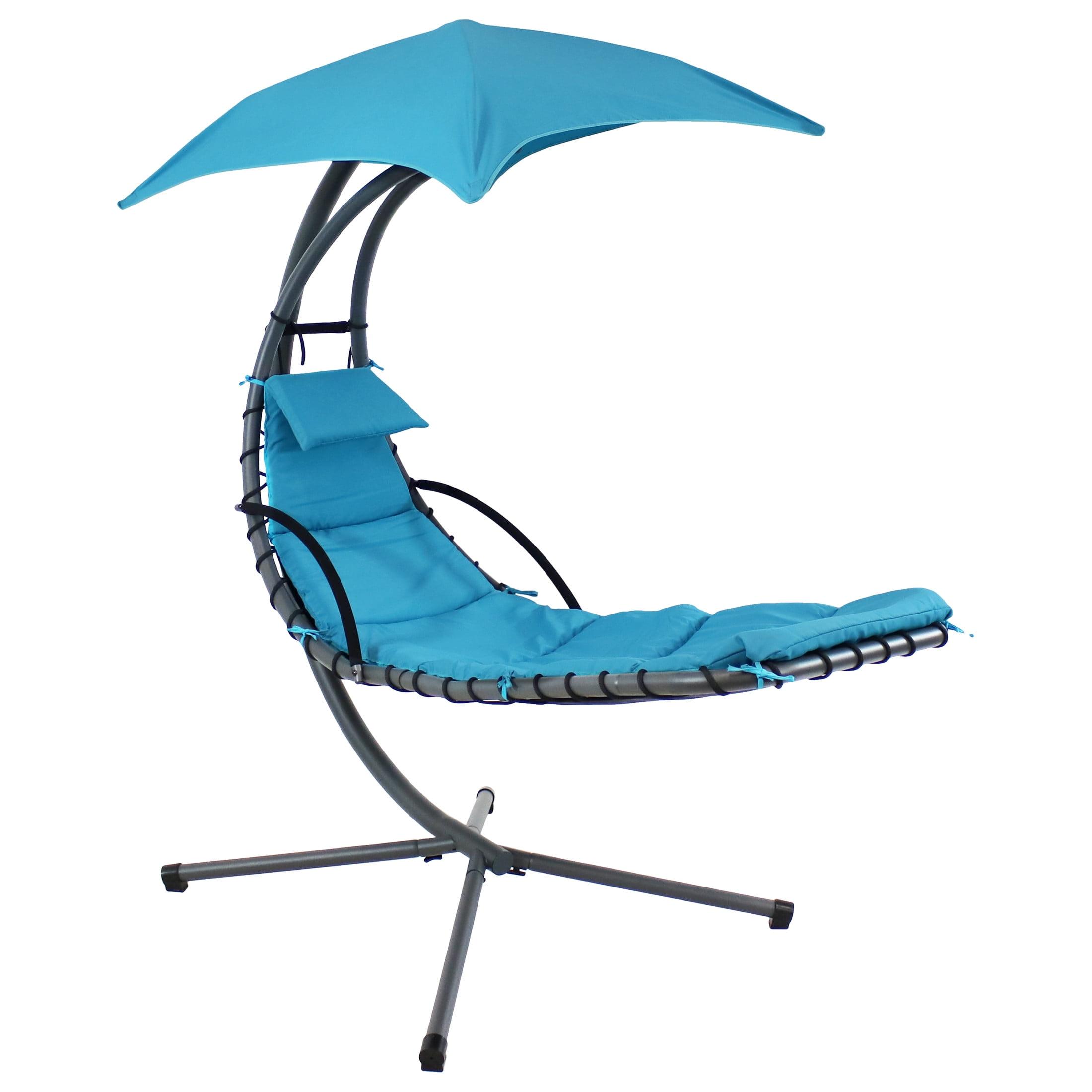 Steel Outdoor Floating Chaise Lounge Chair with Canopy with Stand