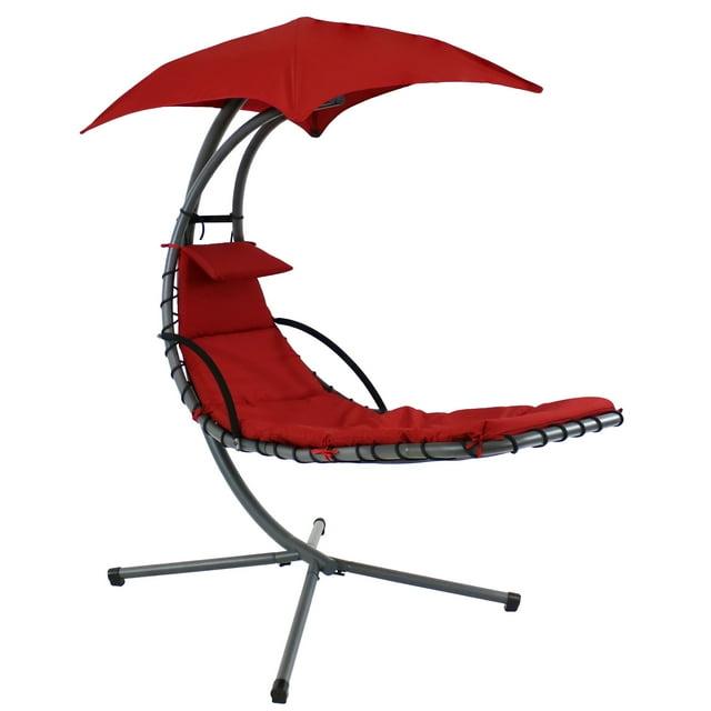 Steel Outdoor Floating Chaise Lounge Chair with Canopy with Stand