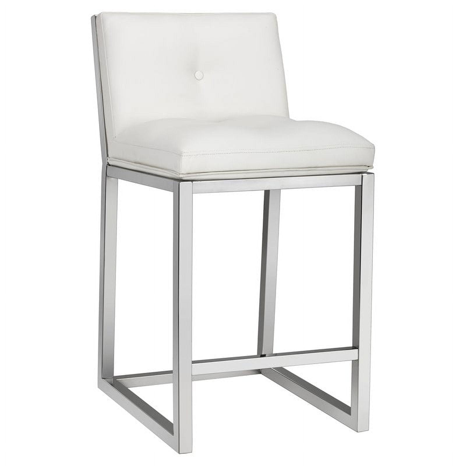 Alba 26" White Faux Leather Counter Stool with Steel Frame