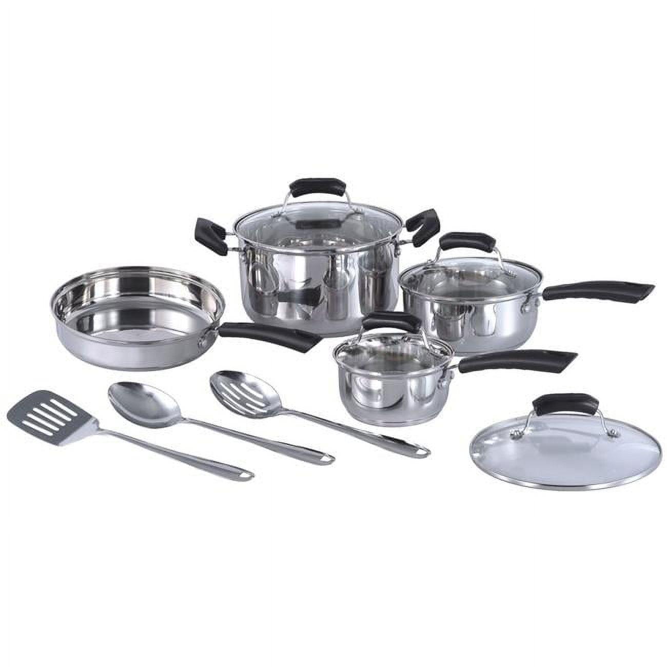 11-Piece Stainless Steel Cookware Set with Rubber Handles