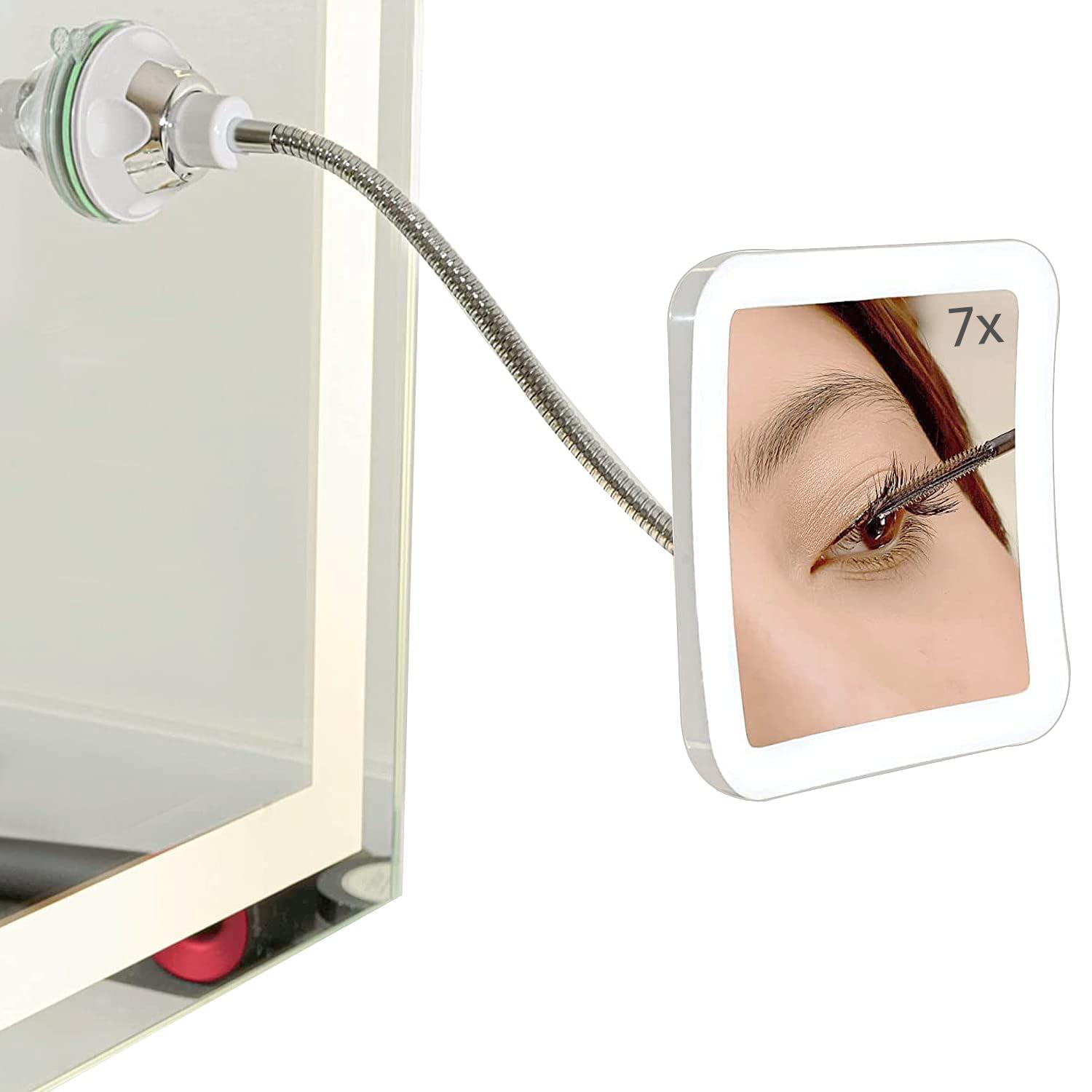 7X Magnification LED Lighted Makeup Mirror with Flexible Gooseneck