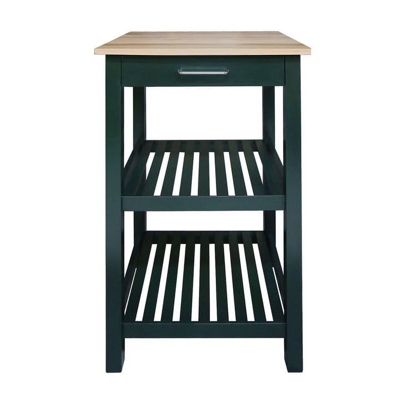 Sunrise Kitchen Island with Solid Wood Top, Hunter Green