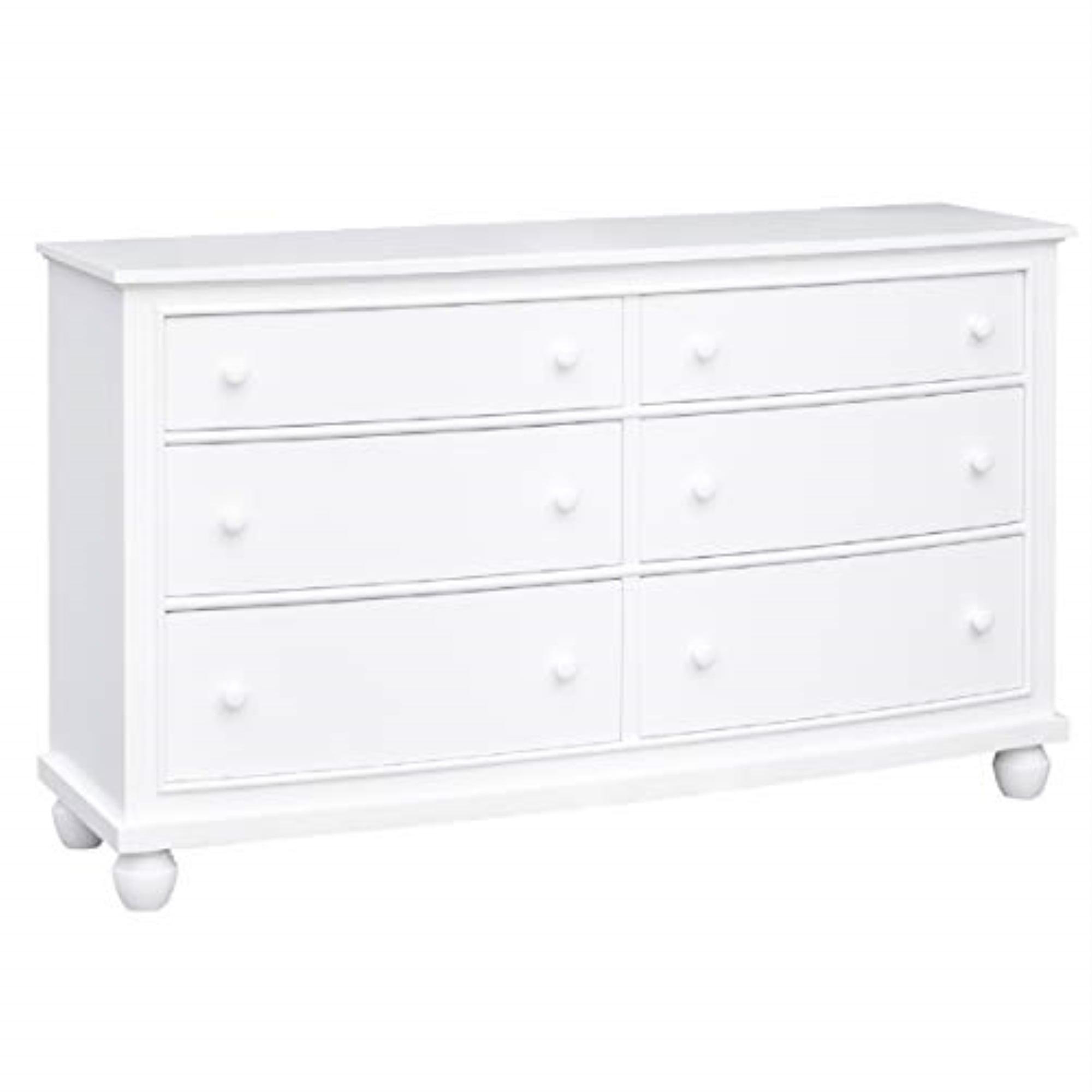 Coastal White Double Dresser with Dovetail Felt-Lined Drawers