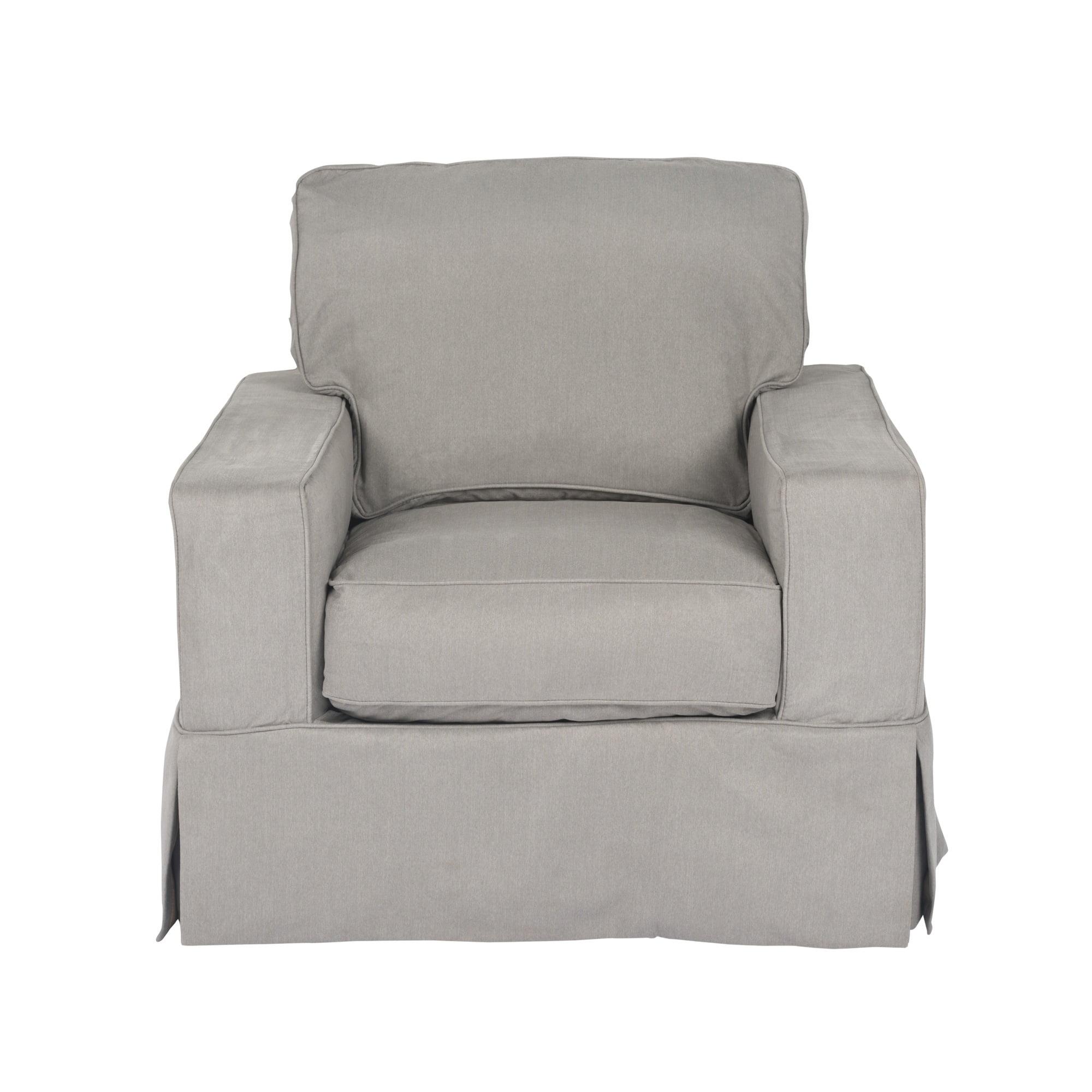 Gray Wood Frame Accent Chair with Slipcover