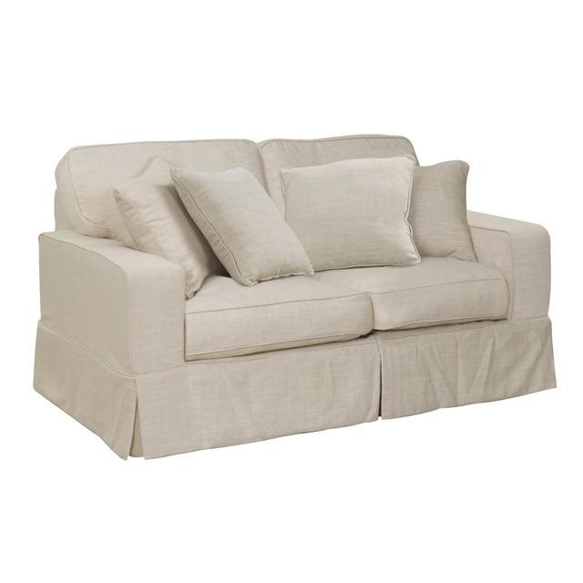 Sunset Trading Americana Fabric Slipcover for Track Arm Loveseat in Linen Gray
