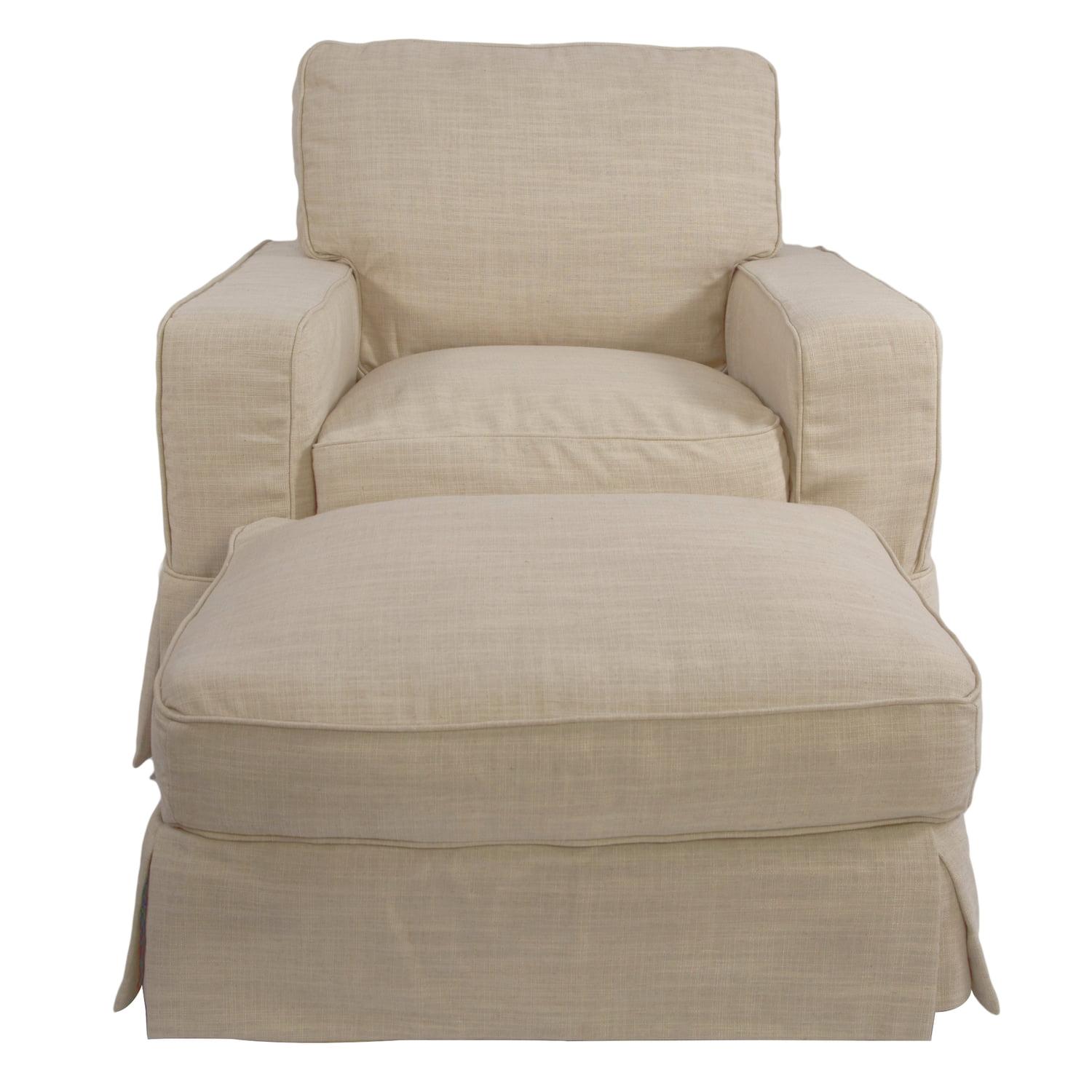 Traditional Linen Gray Accent Chair with Wood Frame
