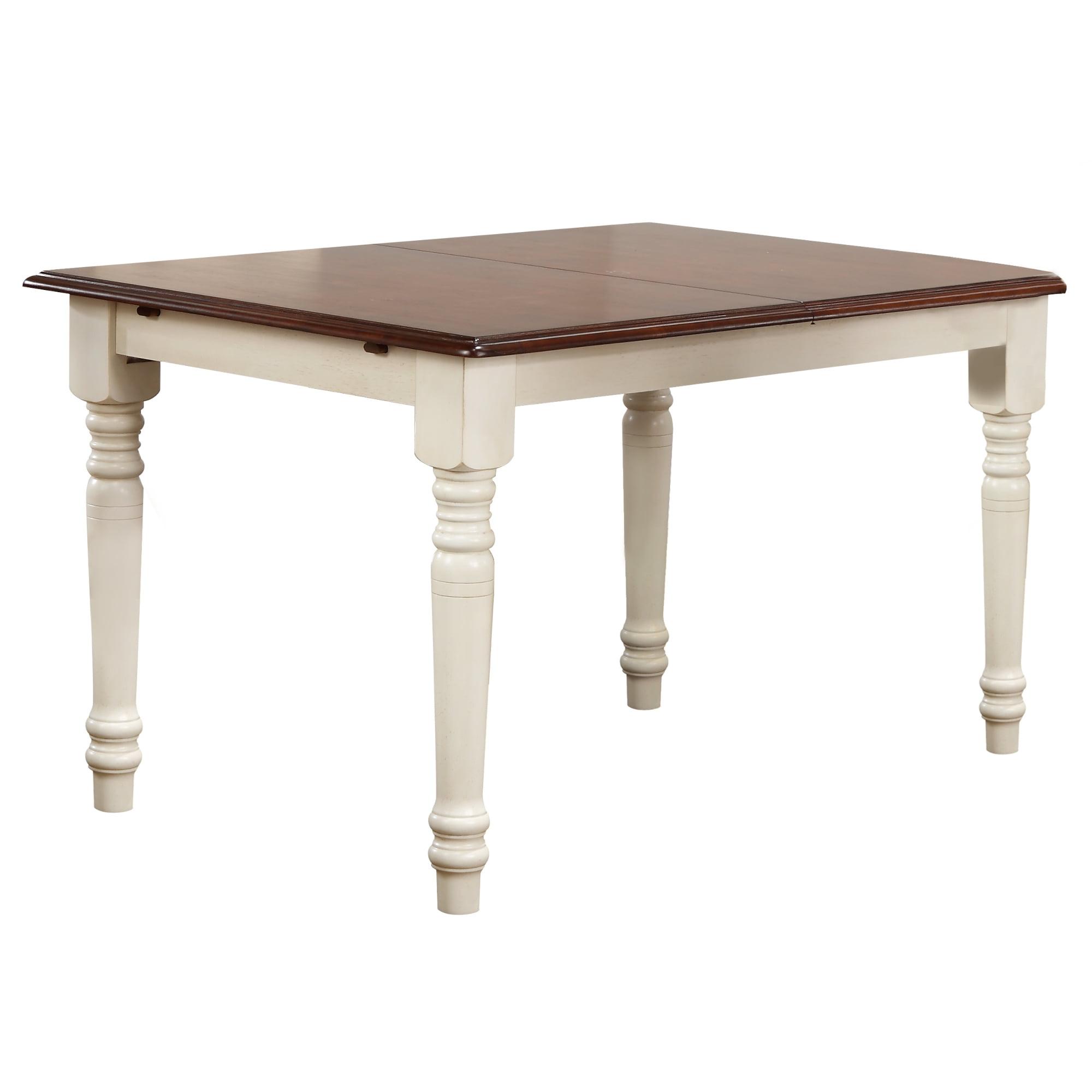 Classic Farmhouse 60" Extendable Dining Table in White/Brown