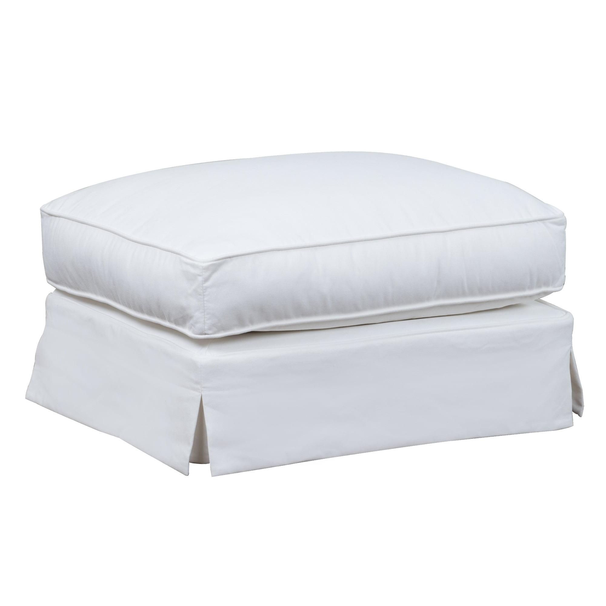 Ariana Contemporary White Slipcovered Ottoman