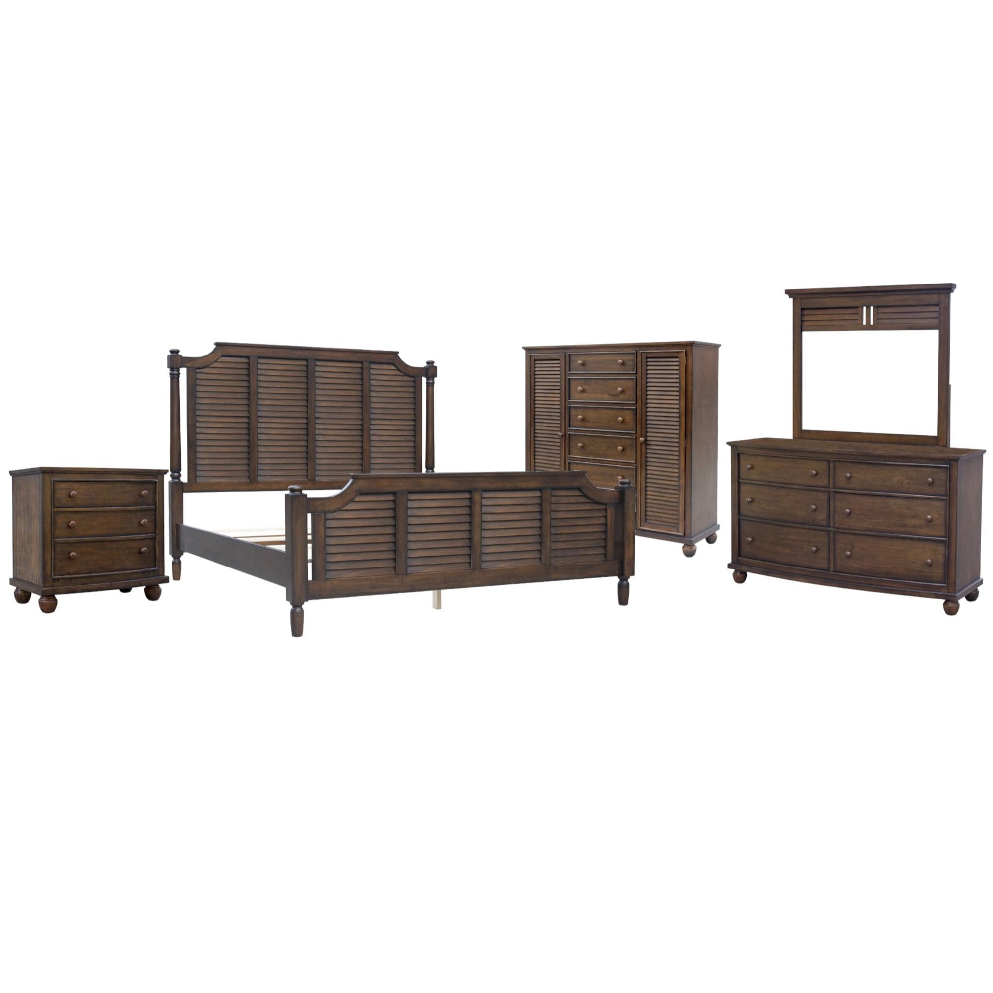 Bahama Shutter 5-Piece Queen Bedroom Set in Tropical Walnut