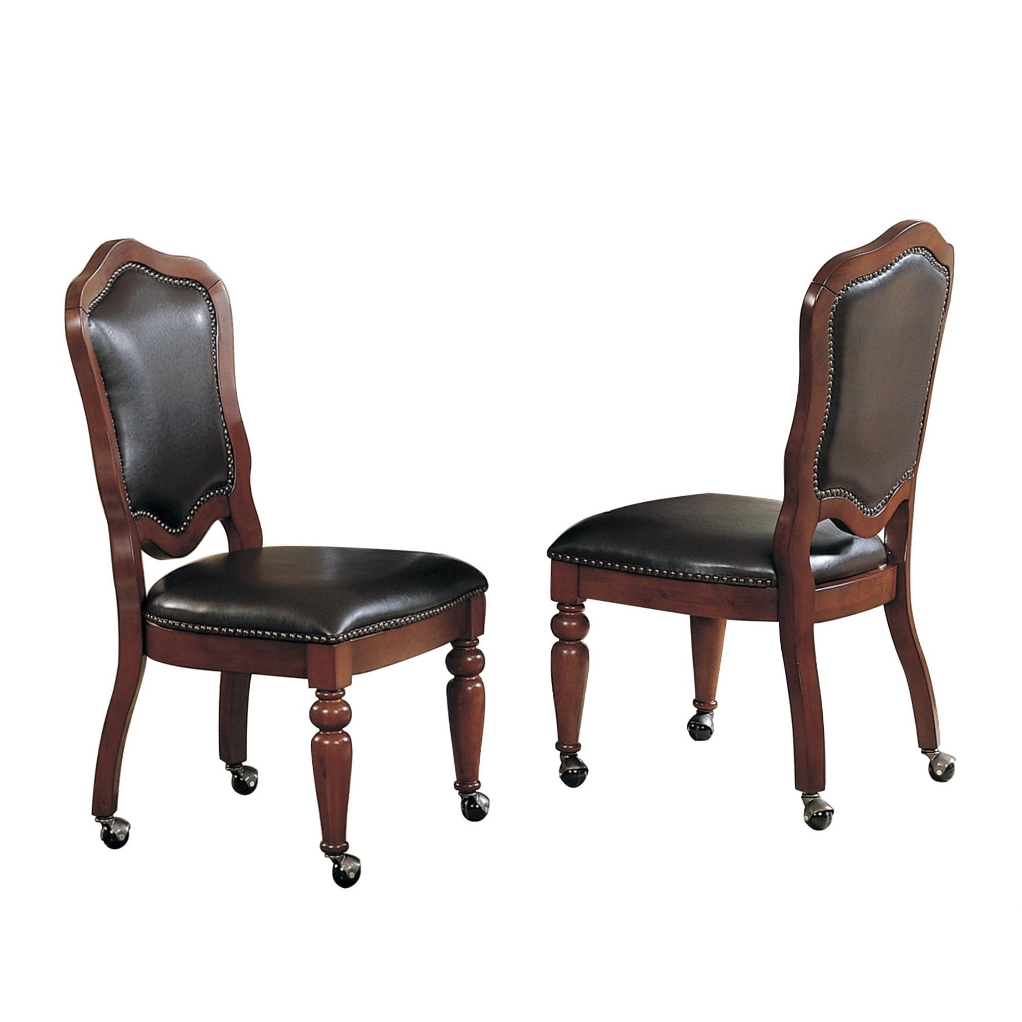 Regal Nailhead Brown Cherry & Espresso Upholstered Dining Chairs (Set of 2)