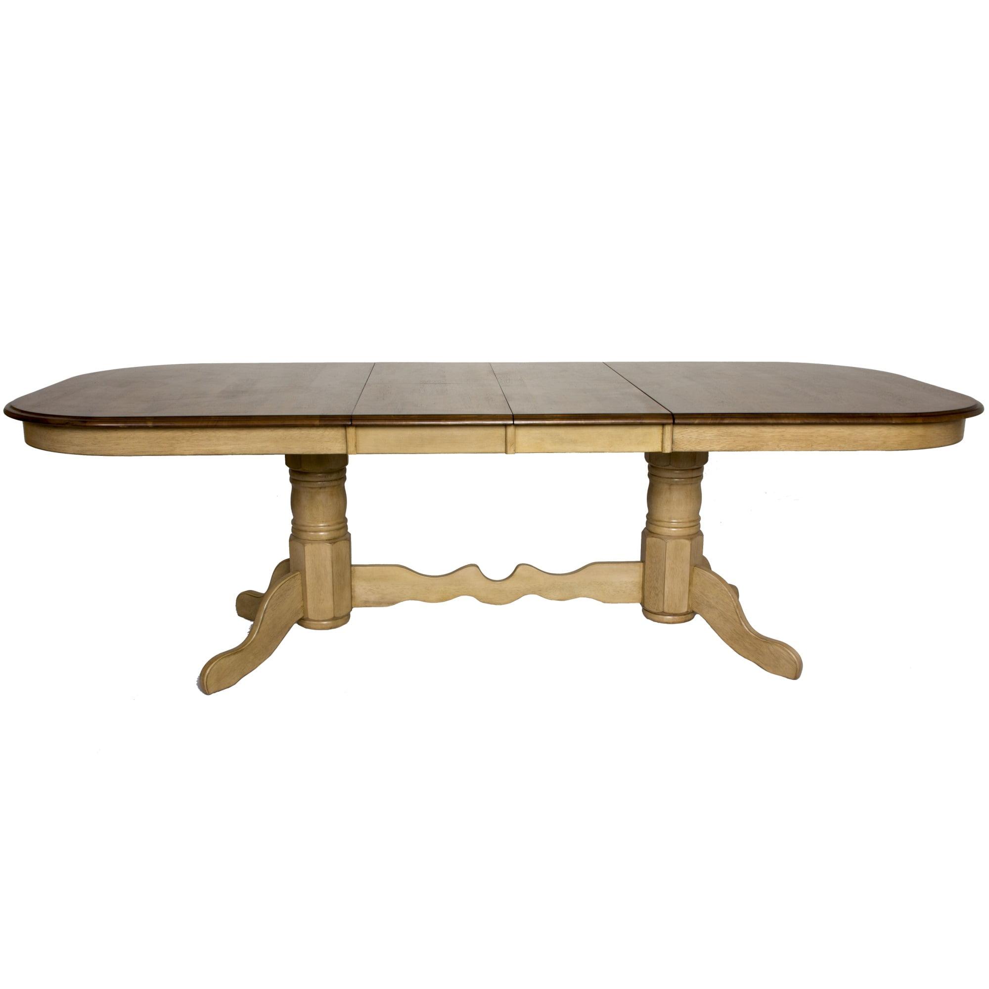 Traditional Farmhouse 96" Round Wood Extendable Dining Table