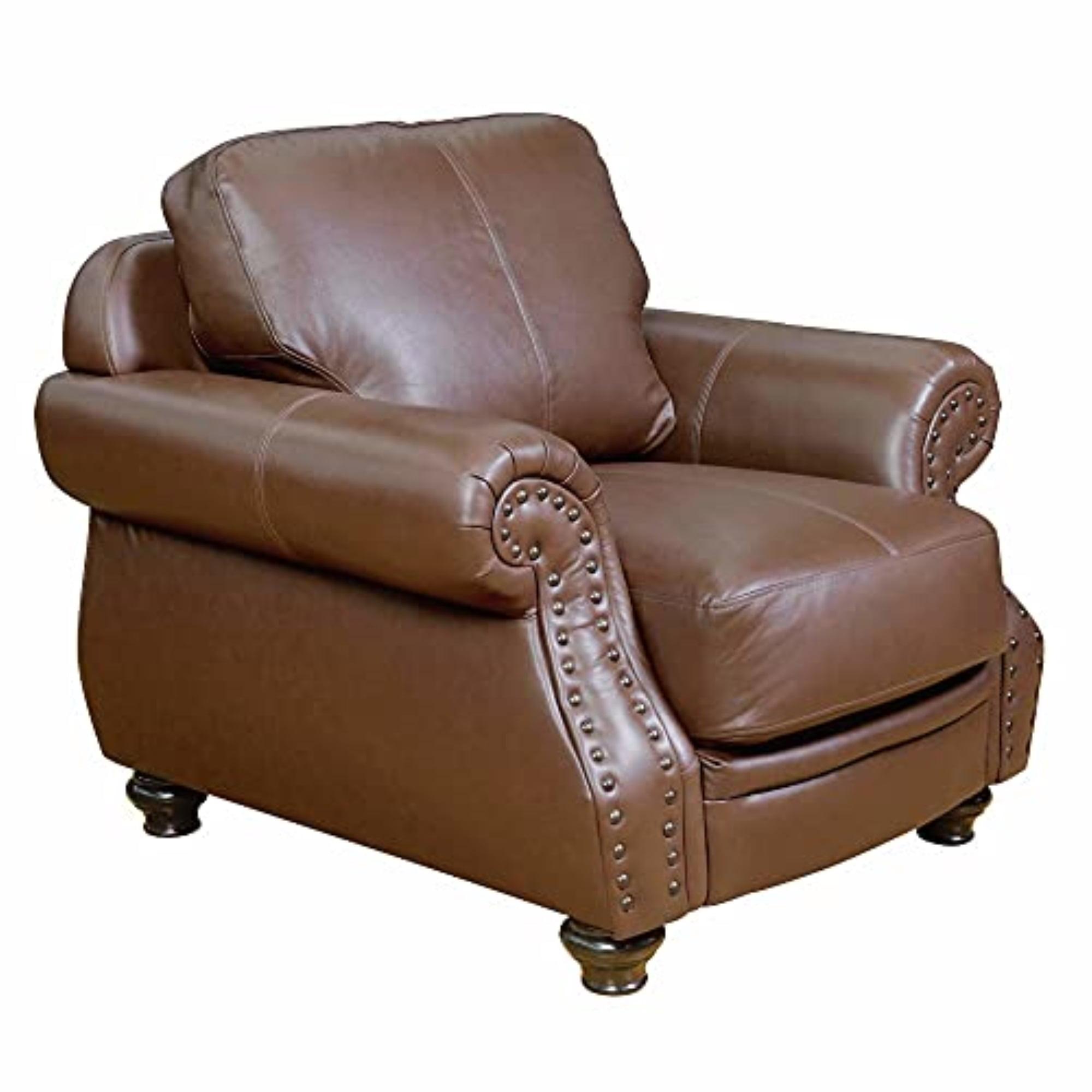 Sunset Trading Charleston 42" Top-Grain Leather Armchair in Chestnut