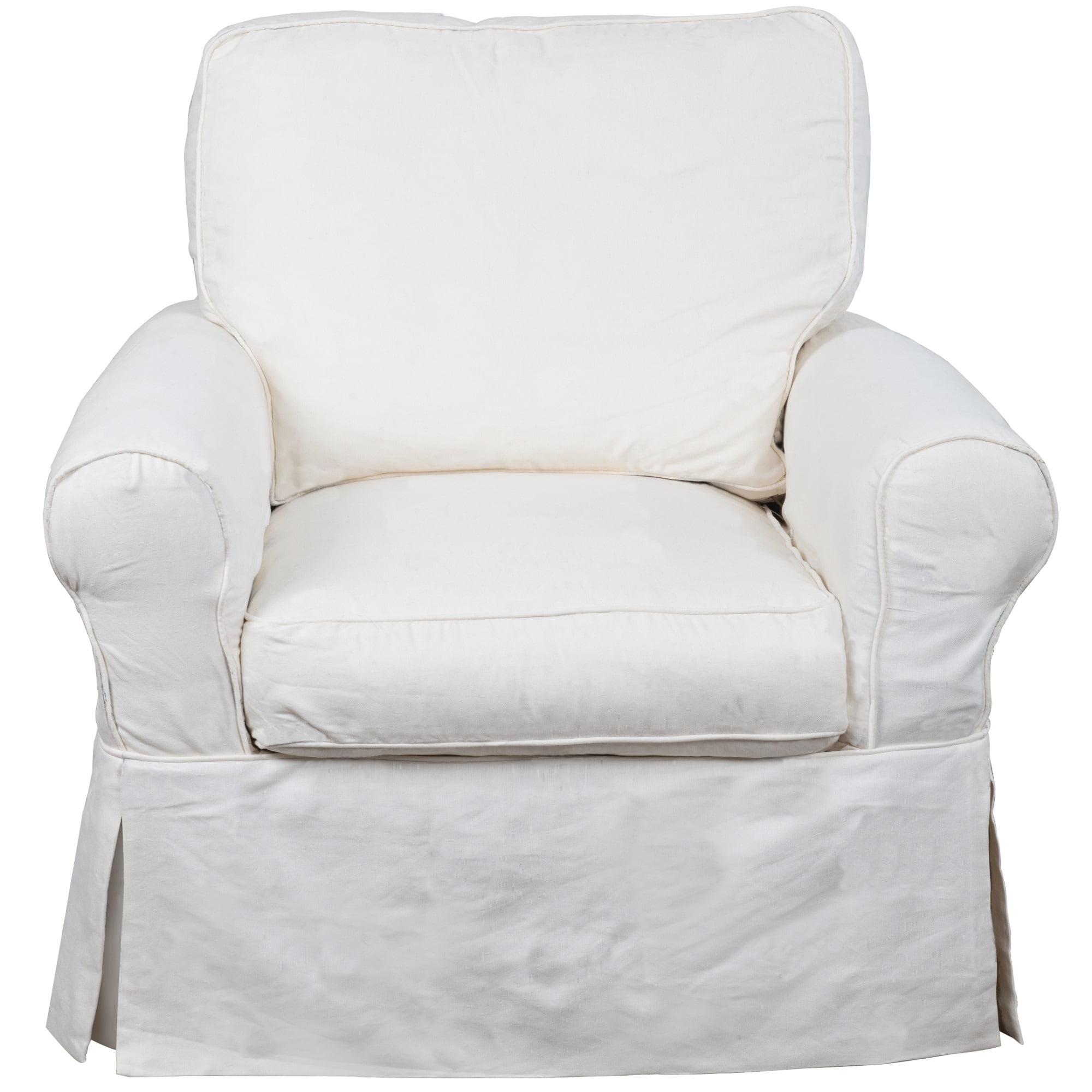 Warm White Traditional Cotton Slipcover Rocker Chair