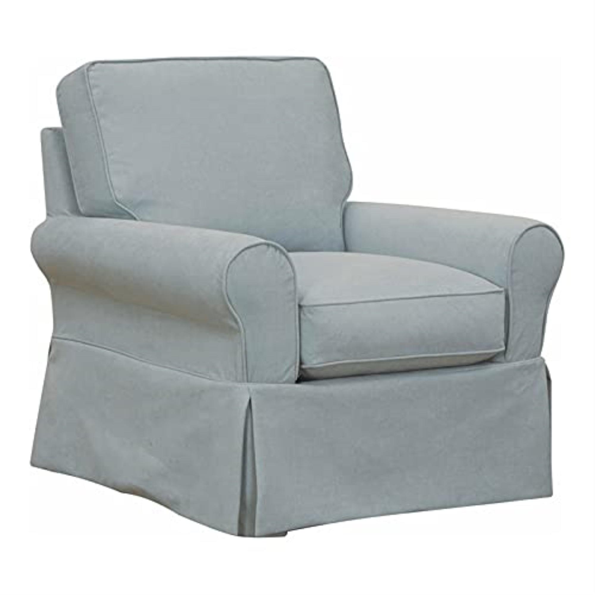 Ocean Blue Polyester Slipcover for Box Cushion Chair