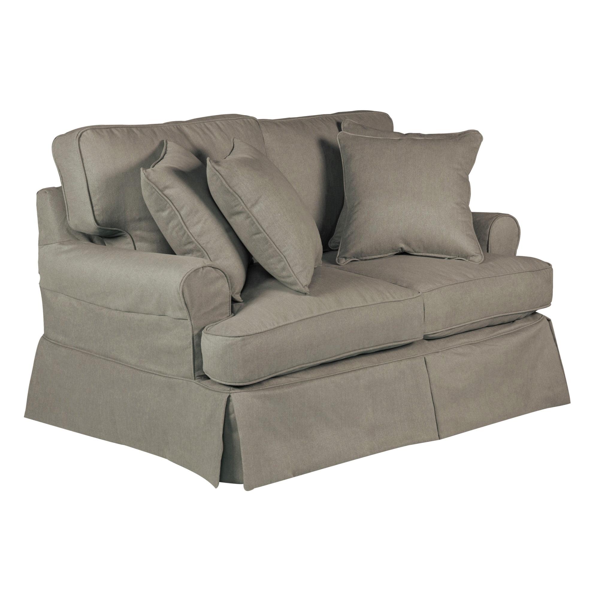 Coastal Charm Gray Slipcover for T-Cushion Loveseat